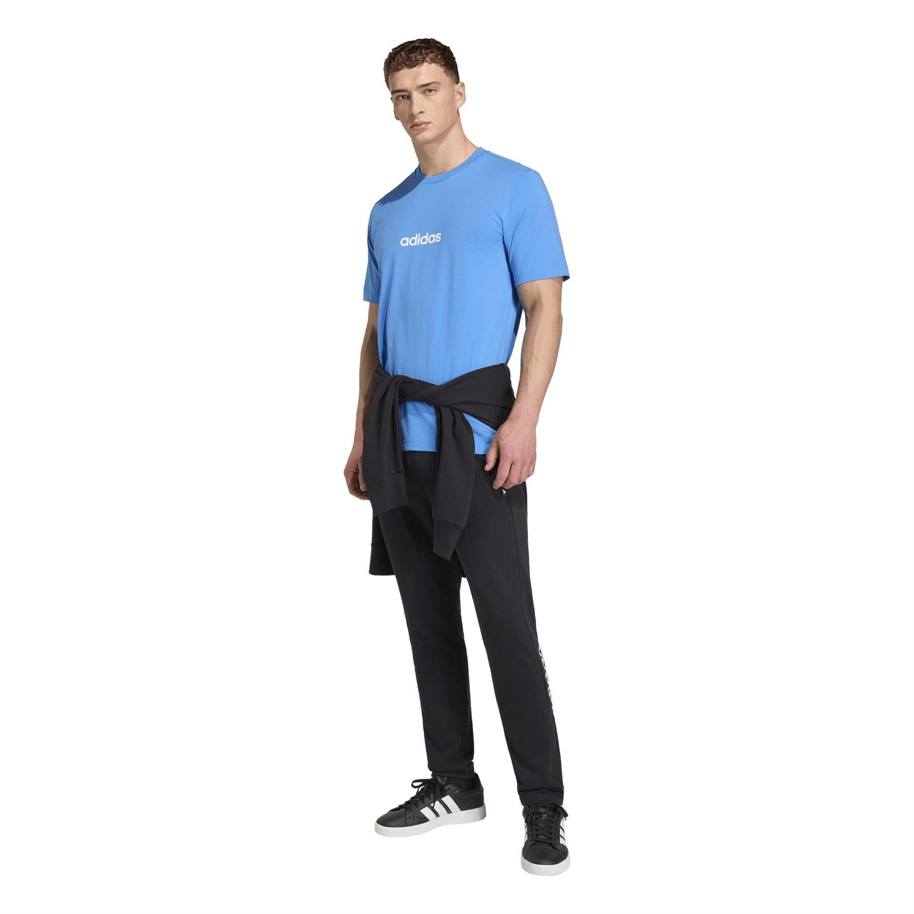 adidas Mens Essentials Single Jersey Linear Embroidered Logo T-Shirt