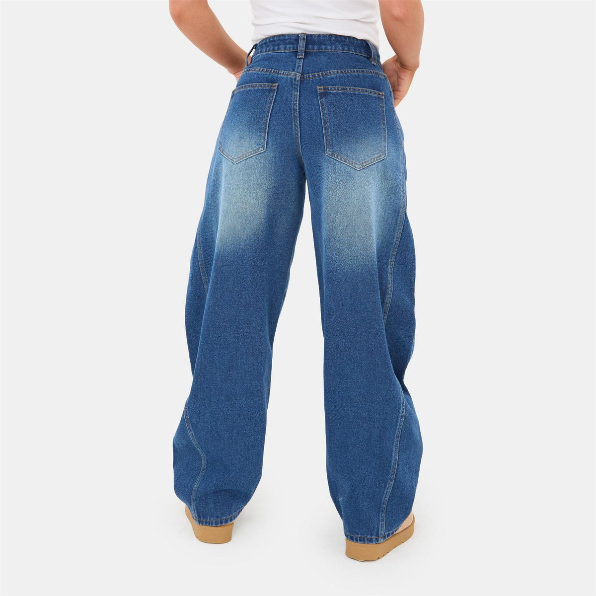 I Saw It First Barrel Jean High Waisted Full Length Cotton Jeans