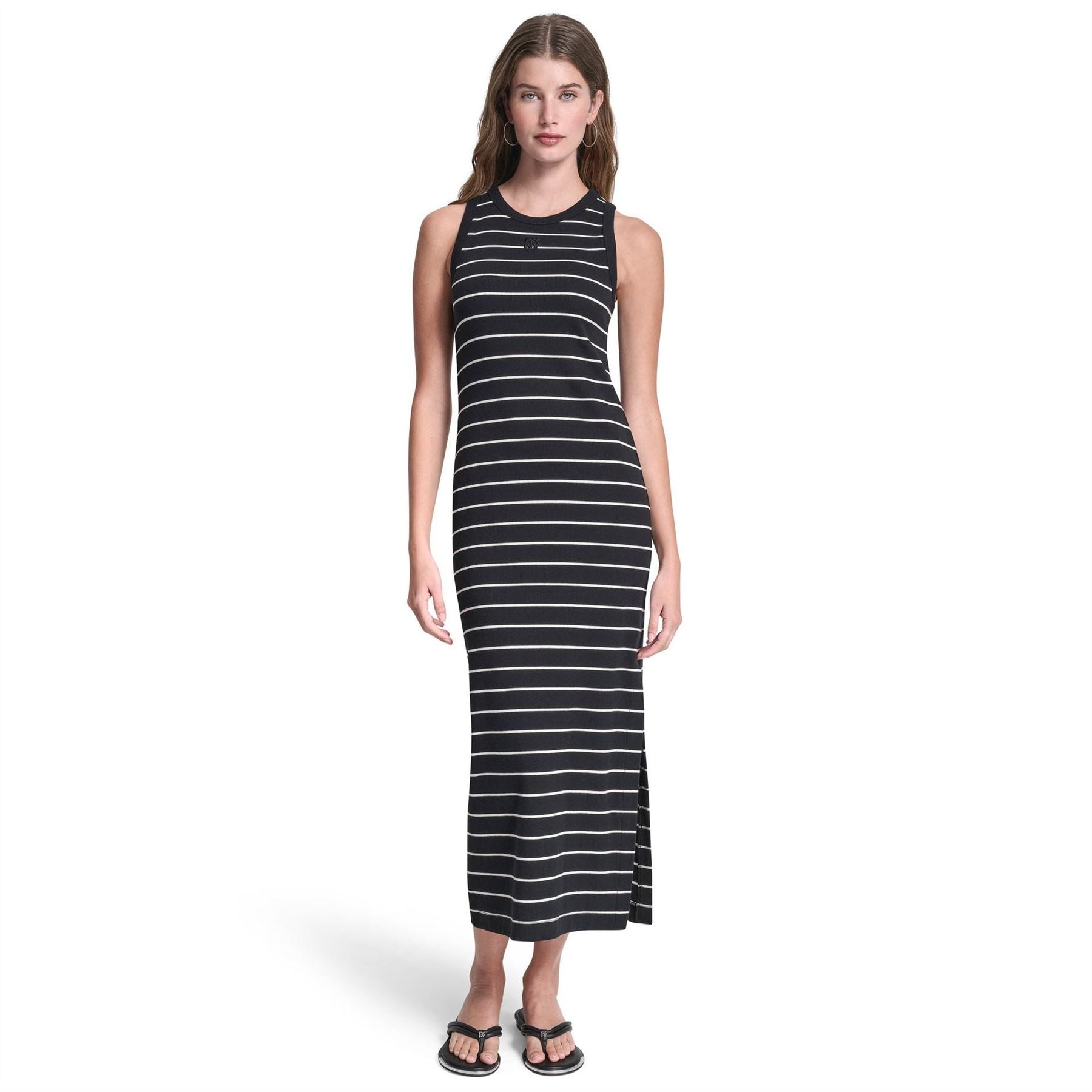 DKNY Jeans Striped Rib Tank Maxi Dress
