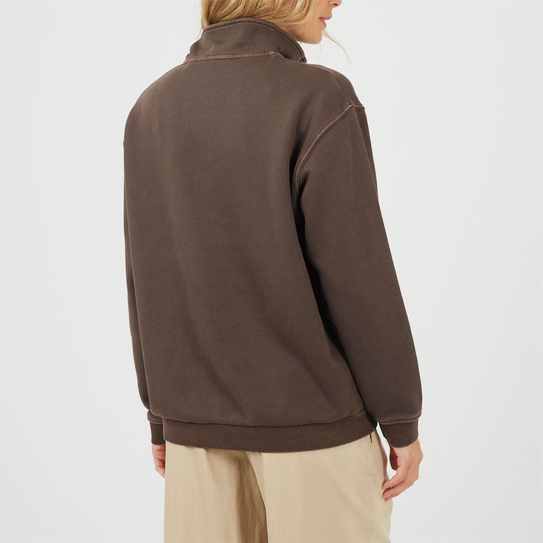 Brave Soul Womens Funnel Neck Quarter Zip Sweatshirt With Pocket
