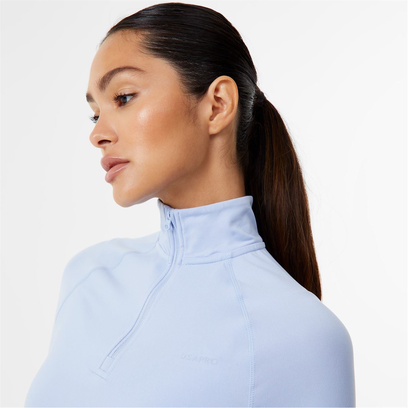USA Pro Sophie Habboo Cropped Zip Neck Athletic Top