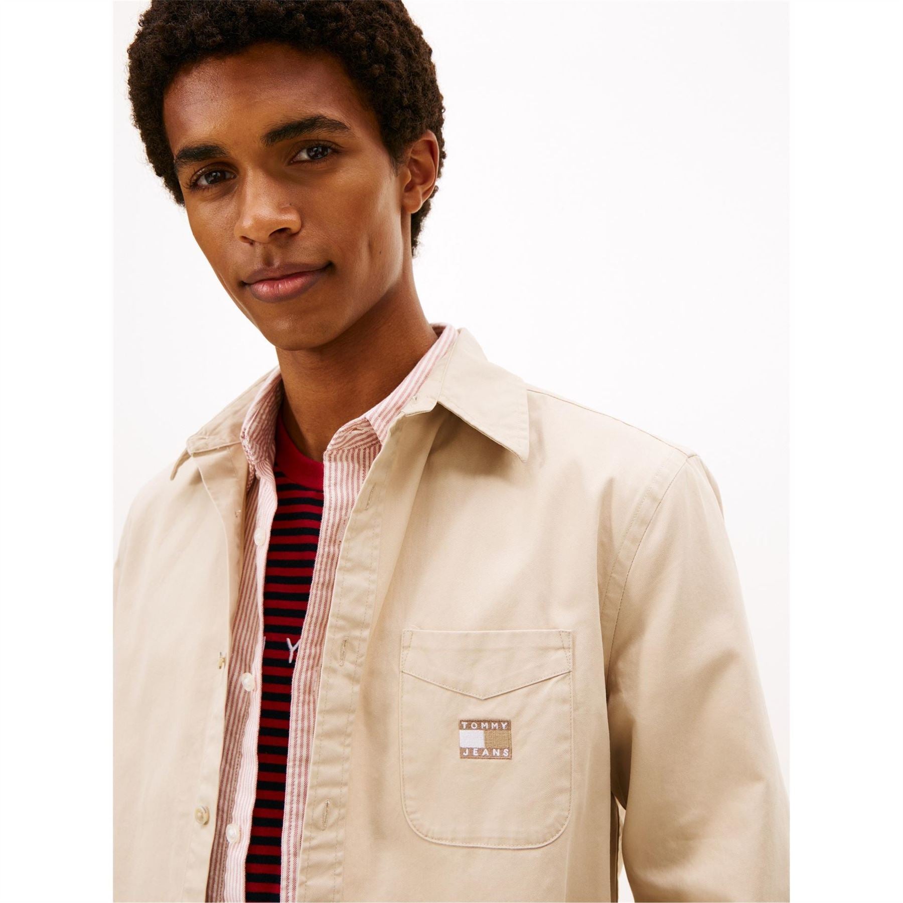 Tommy Jeans Washed Solid Patterned Shirt Collar Shirt Jacket