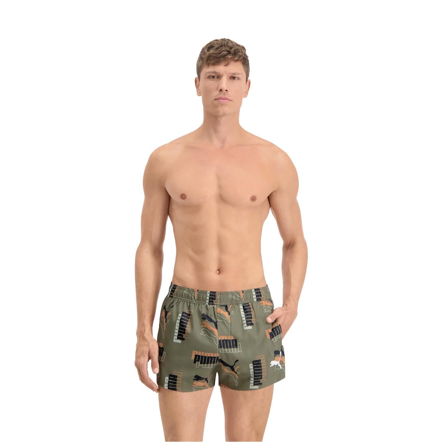 Puma All Over Logo Print Swim Shorts