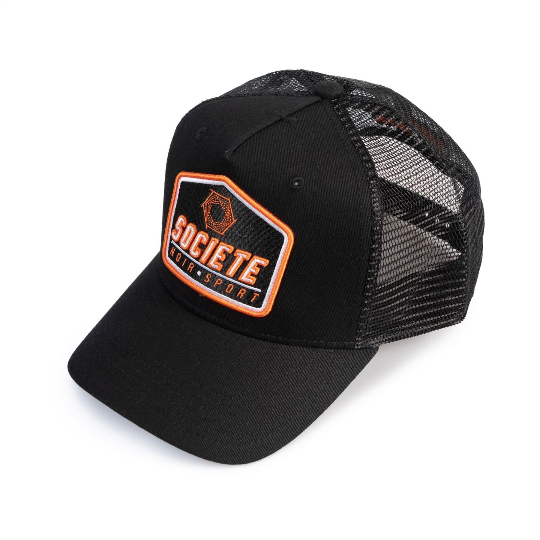 Societe Noir Lettering Trucker Cap with Pre Curved Brim