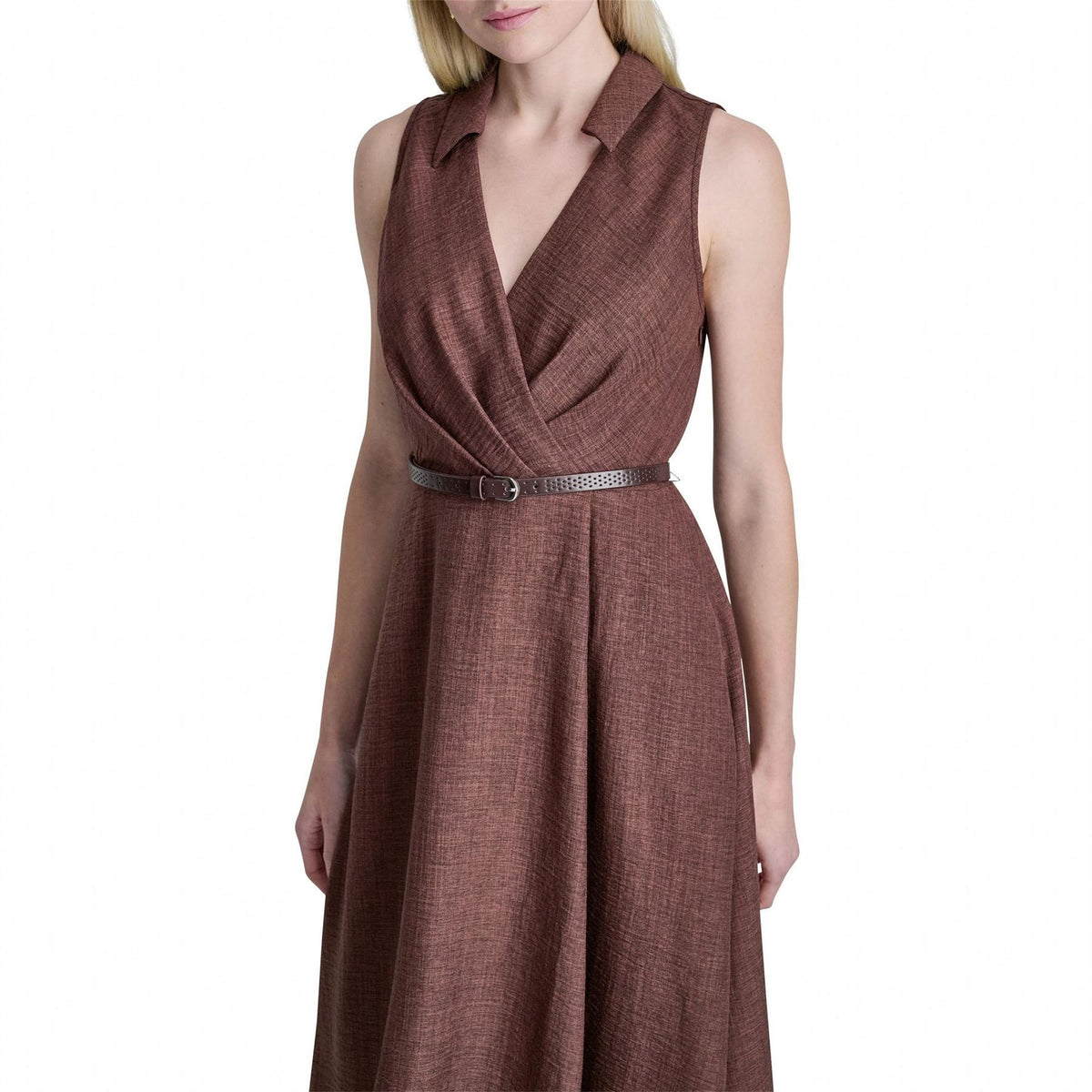 DKNY Sl Belted Midi Shirt Dress
