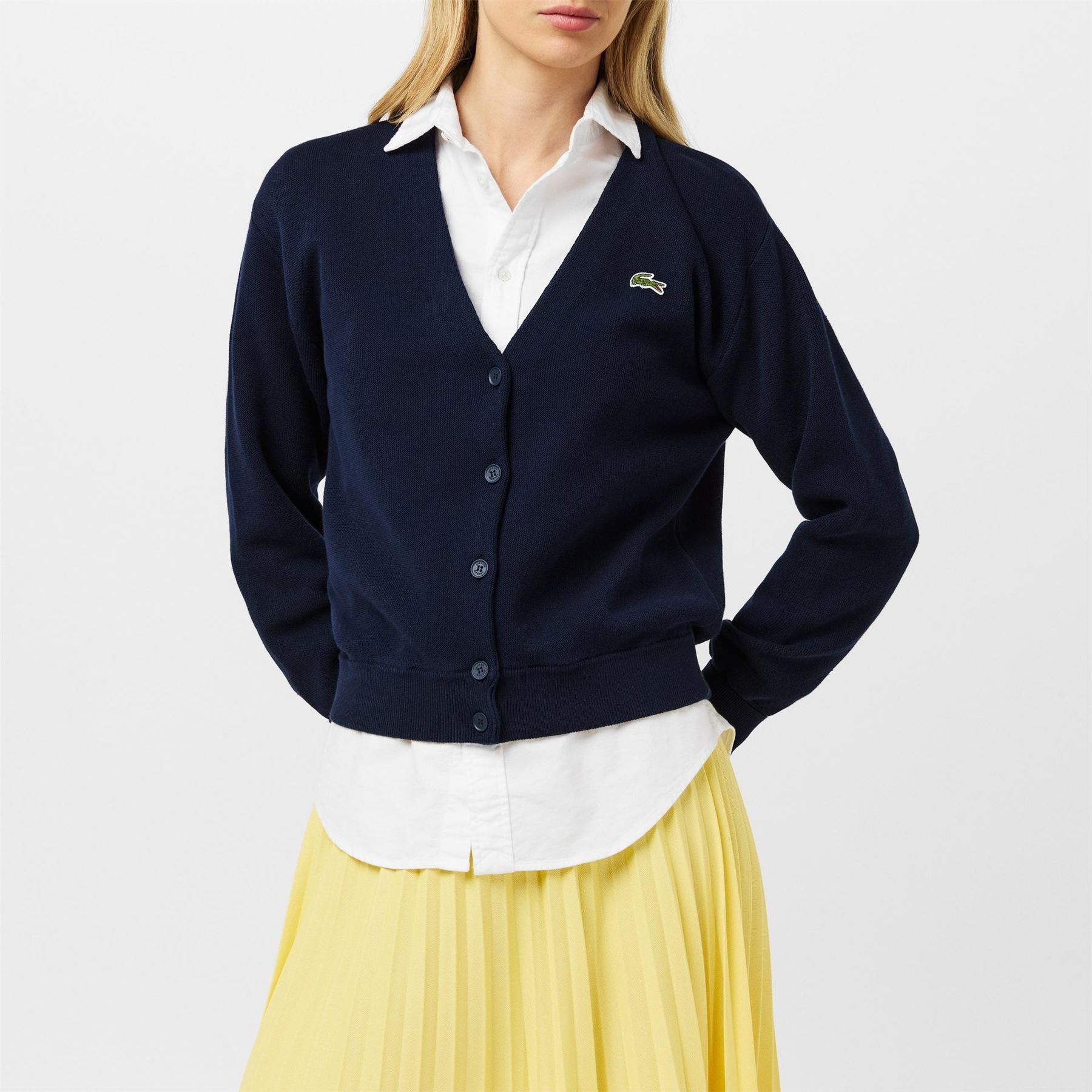 Lacoste V-Neck Relaxed Fit Long Sleeve Sweater