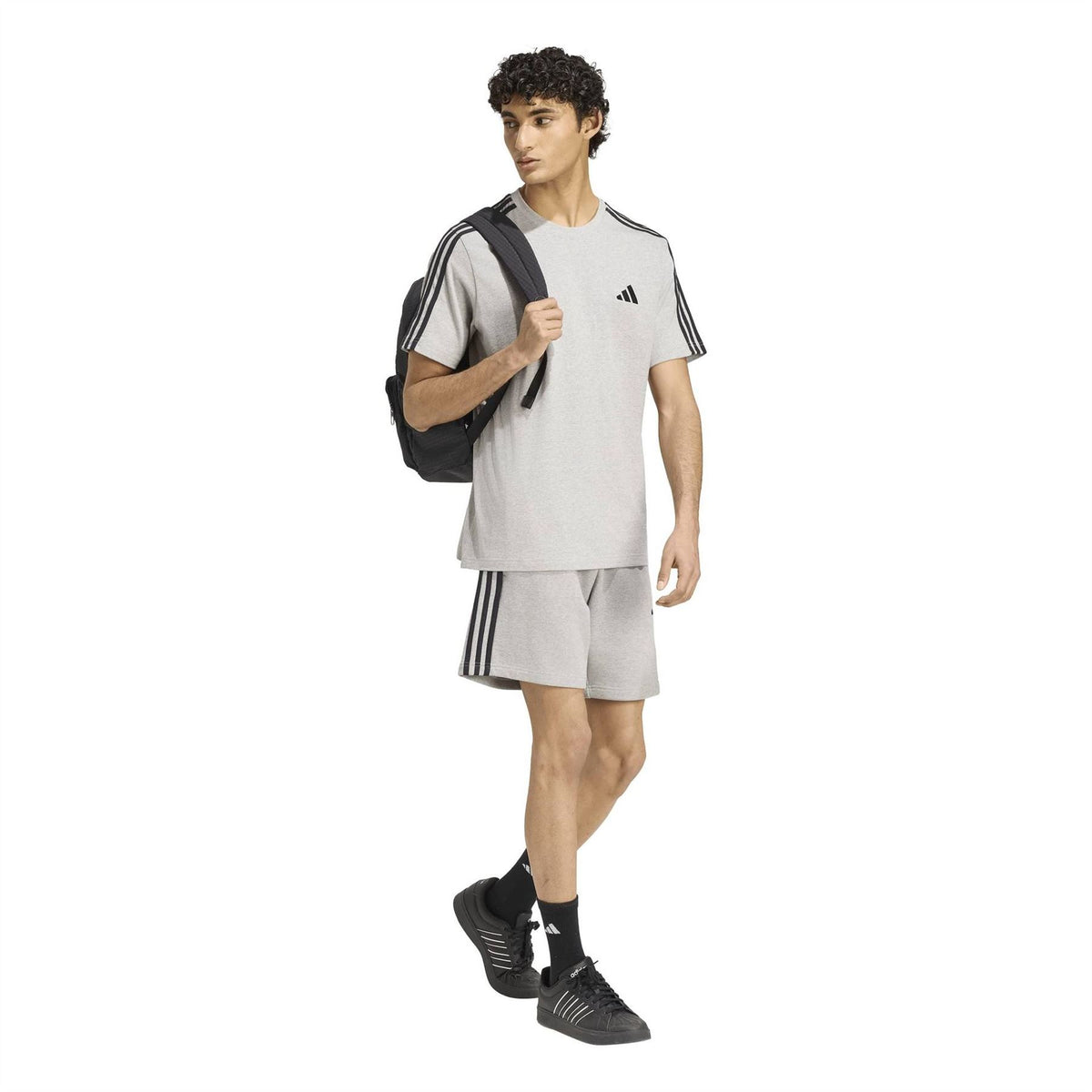 adidas Mens Essentials 3 Stripe Fleece Shorts