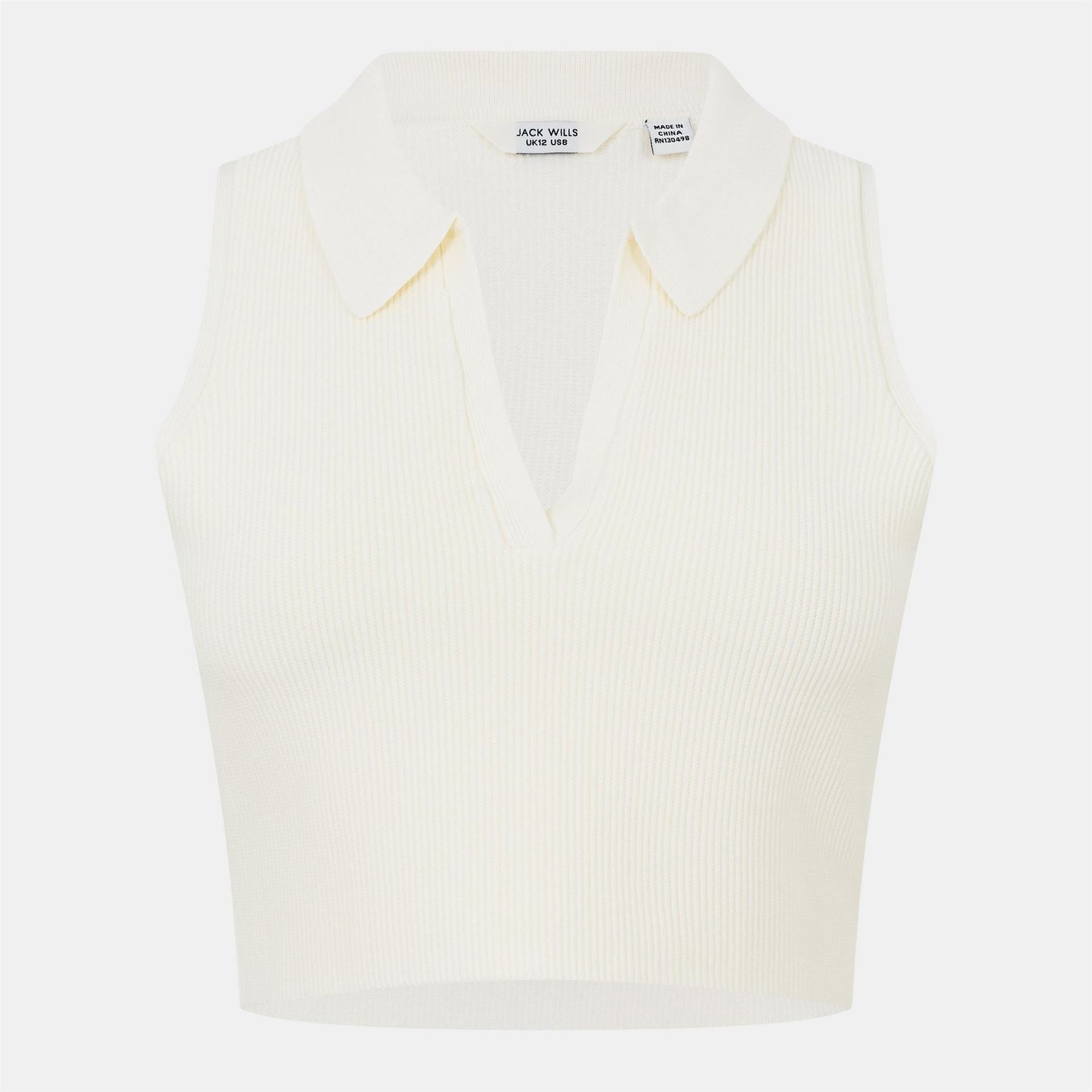 Jack Wills Knitted Polo Crop Top