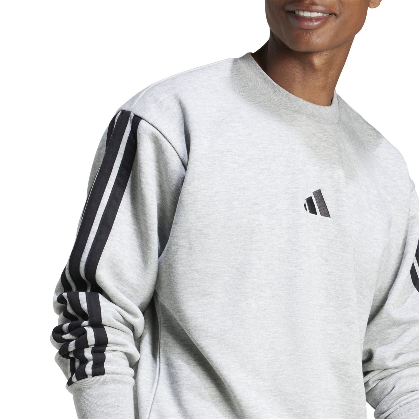 adidas Mens Essentials Crew 3 Stripes Pullover Sweatshirt