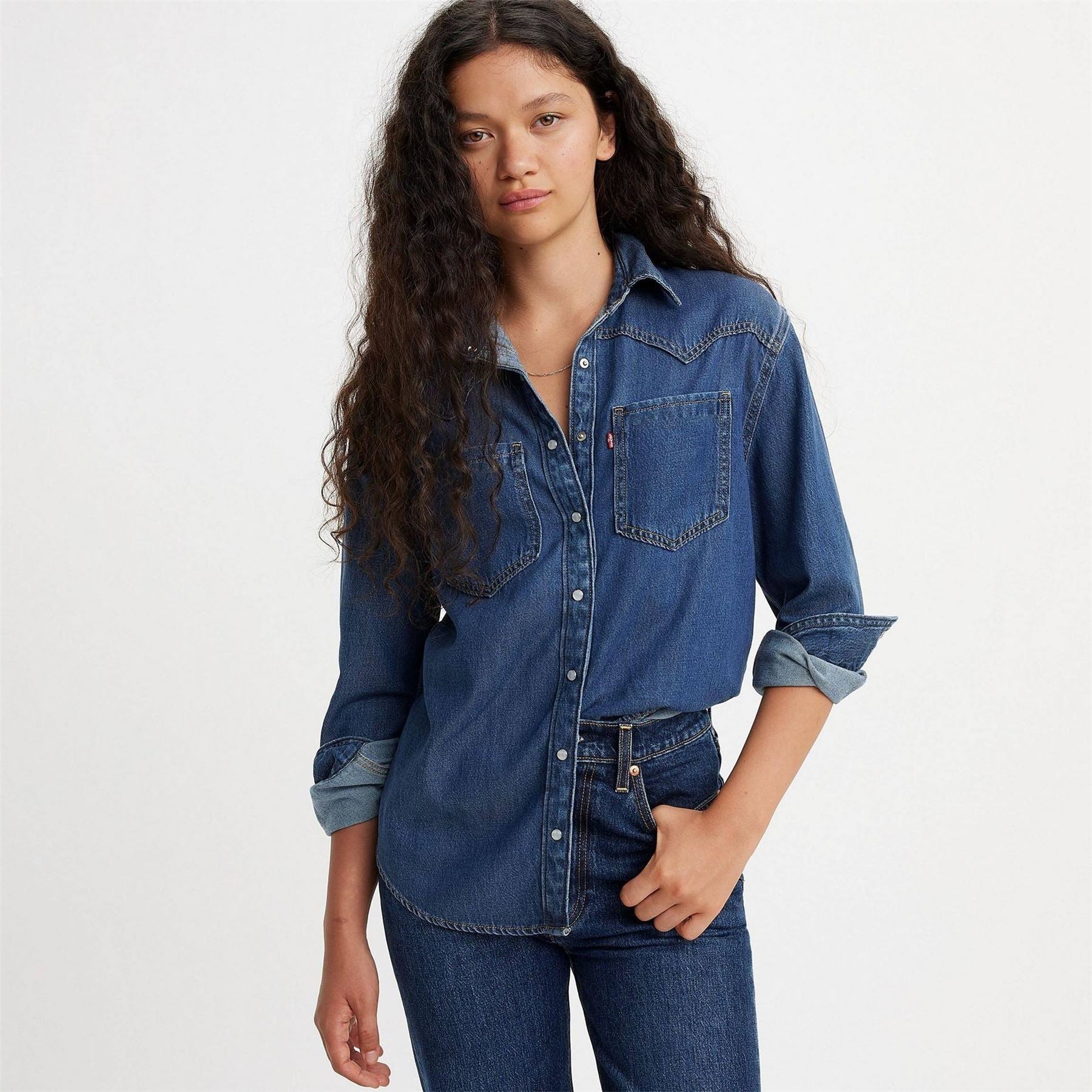 Levis Teodora Western Long Sleeve Denim Shirt