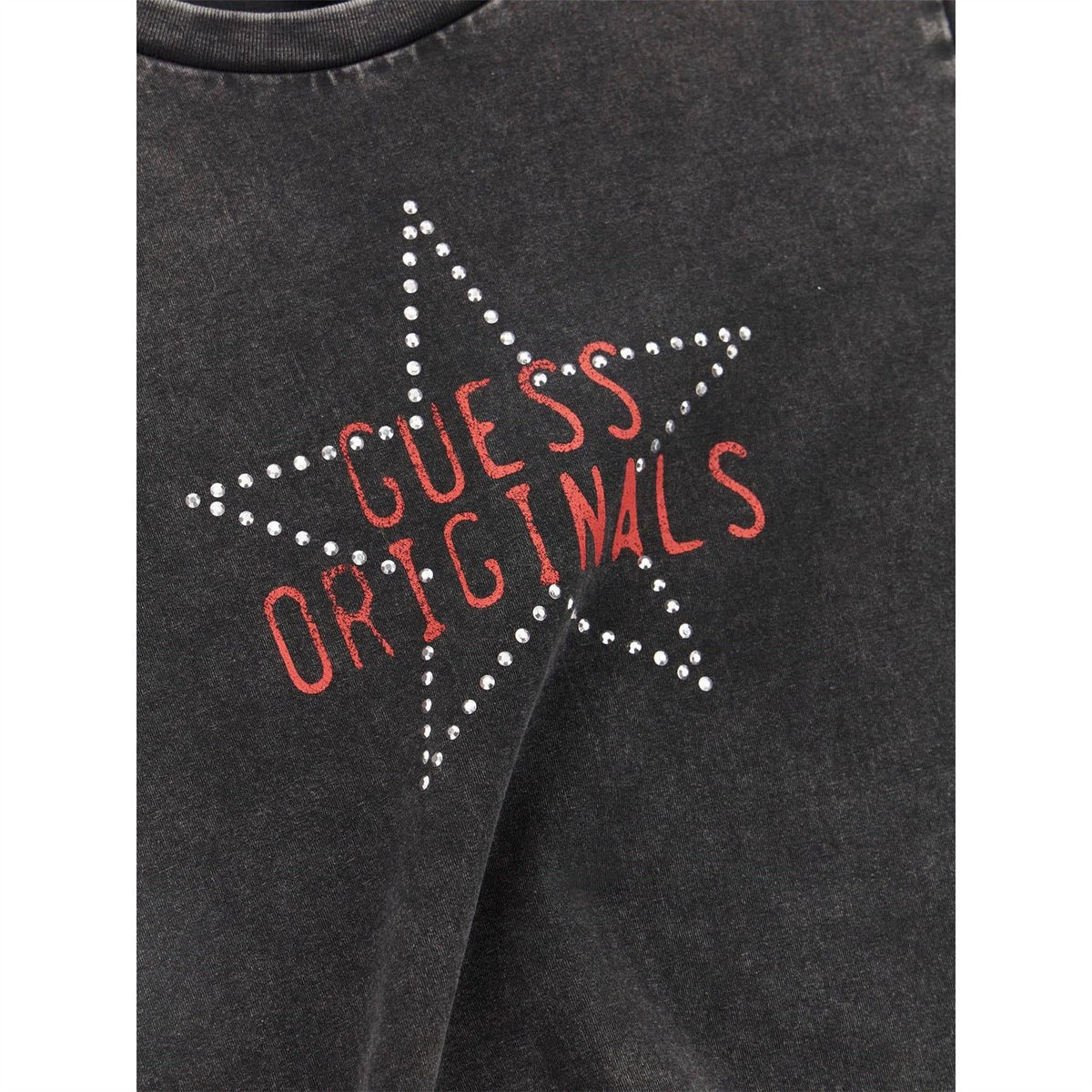 Guess Front Print And Studs Crop Top