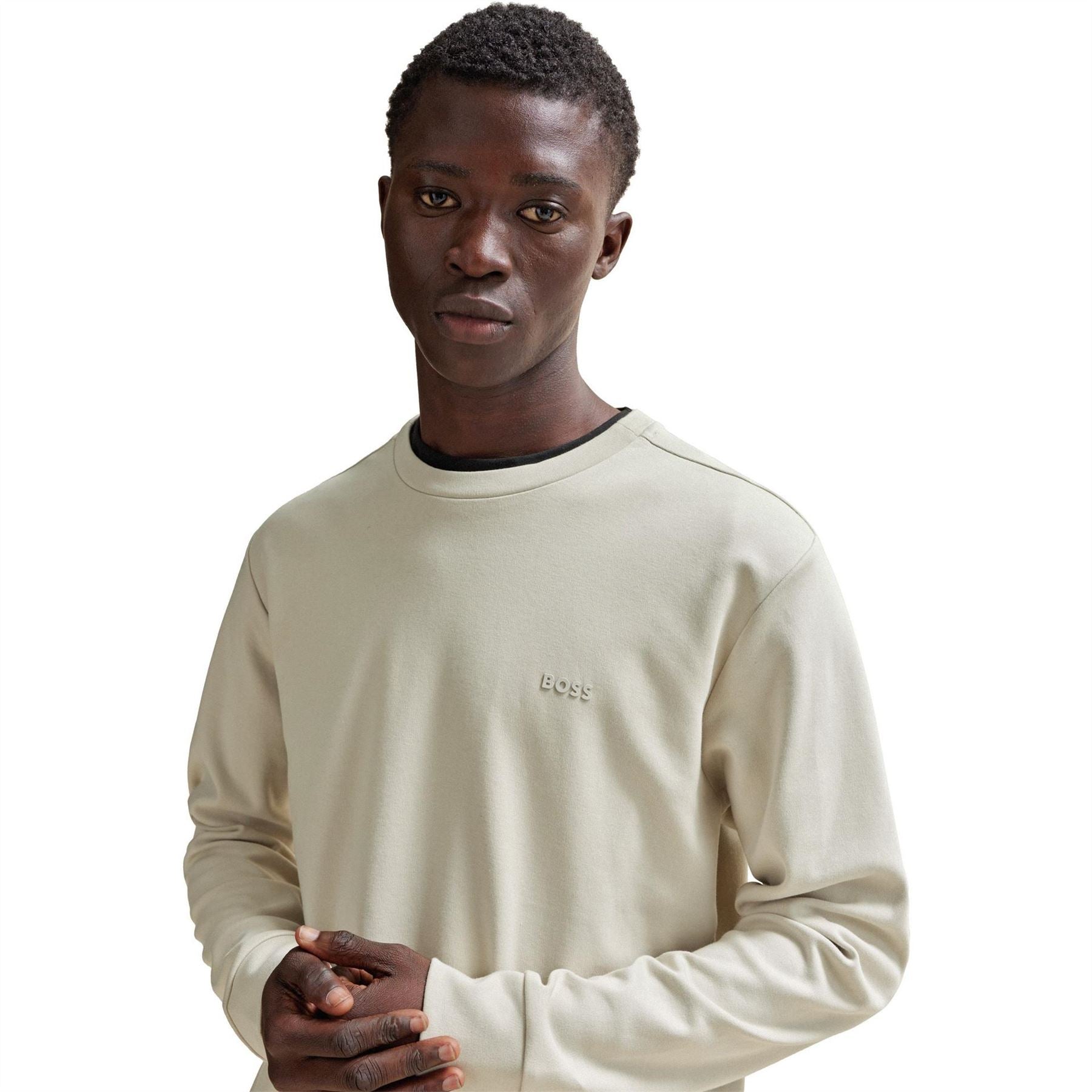Boss Crew Neck Ribbed Collar Raglan Sleeve Sweatshirt