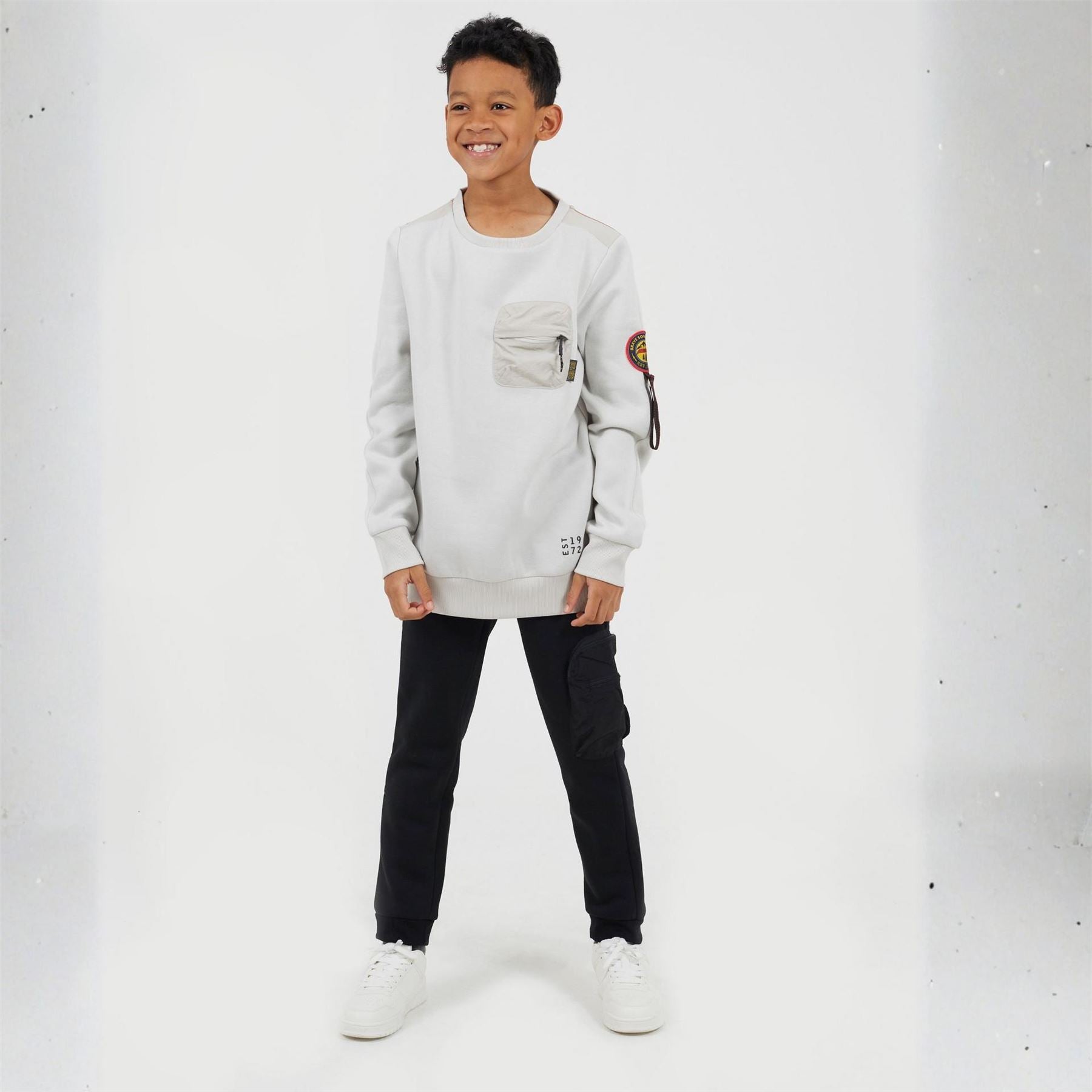 Brave Soul Crew Neck Ribbed Collar Long Sleeve Sweatshirt