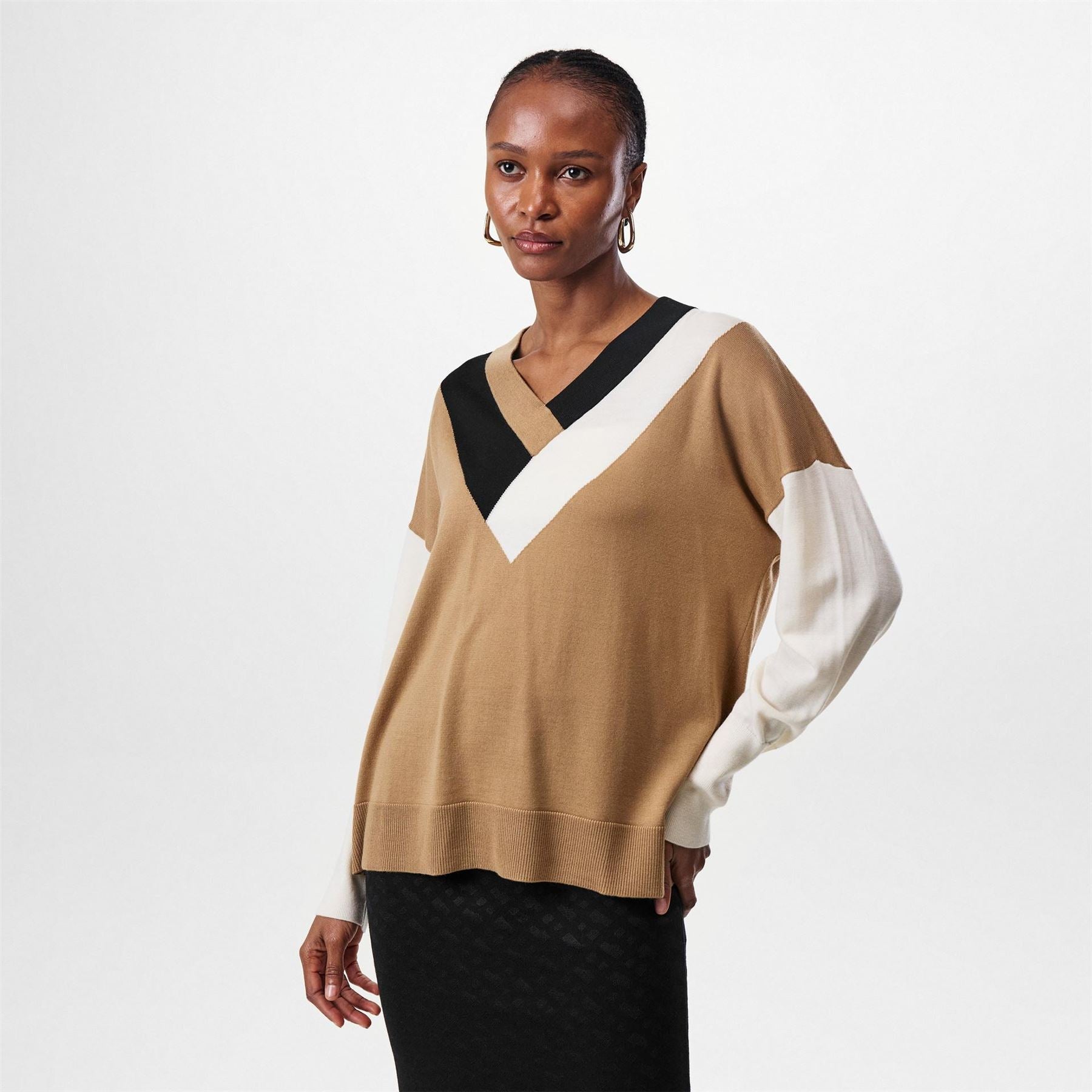 Boss Floricana Tricolour Colour Block Jumper