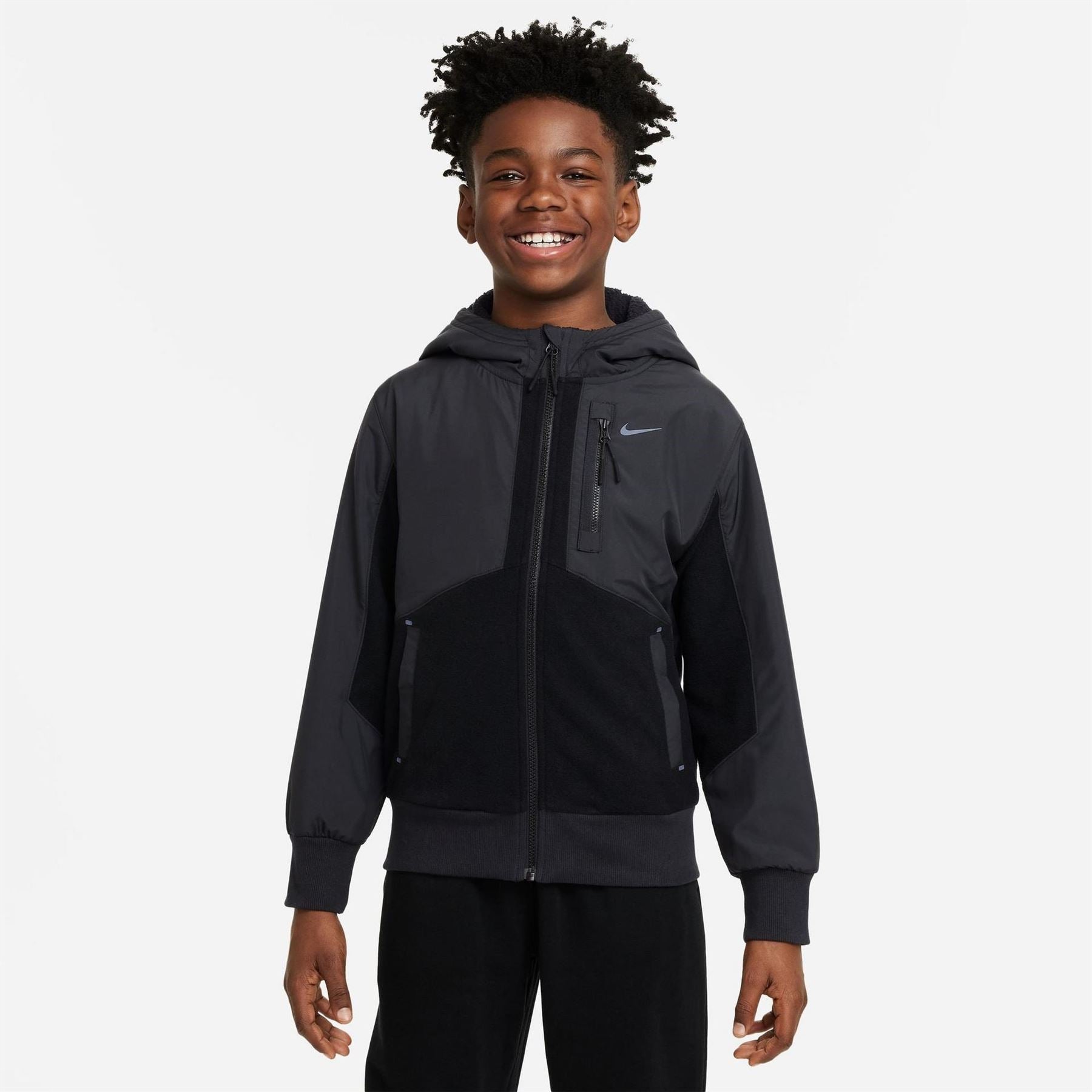 Nike Utility Solid Patterned Hooded Full Zipper Cargo Jacket