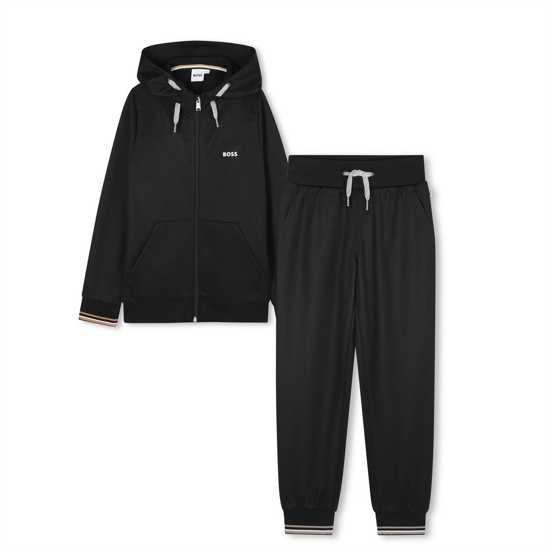 Boss Full Zipped Hoodie And Joggers Tracksuit