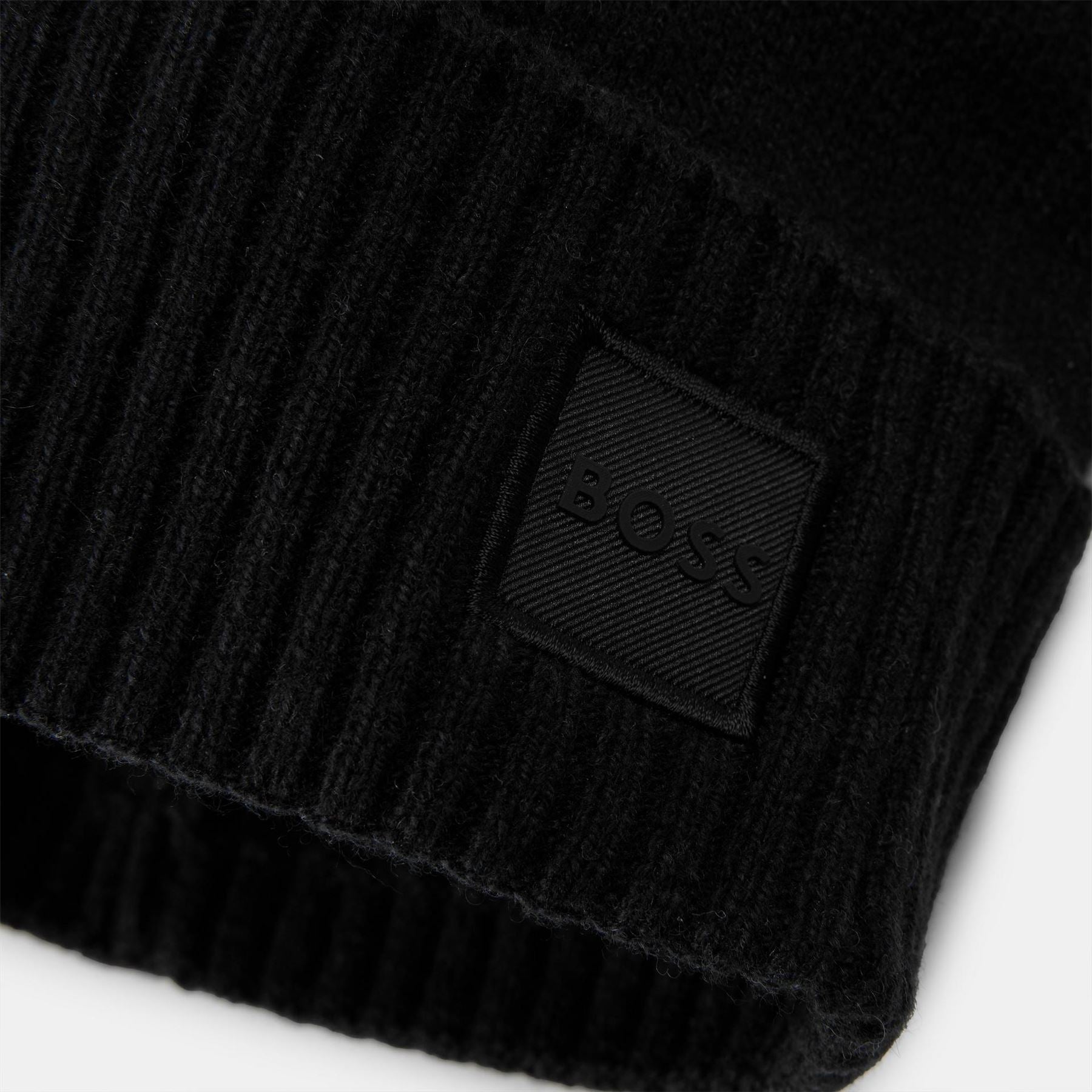 Boss Ribbed Patterned Akaio Beanie with Bold Logo