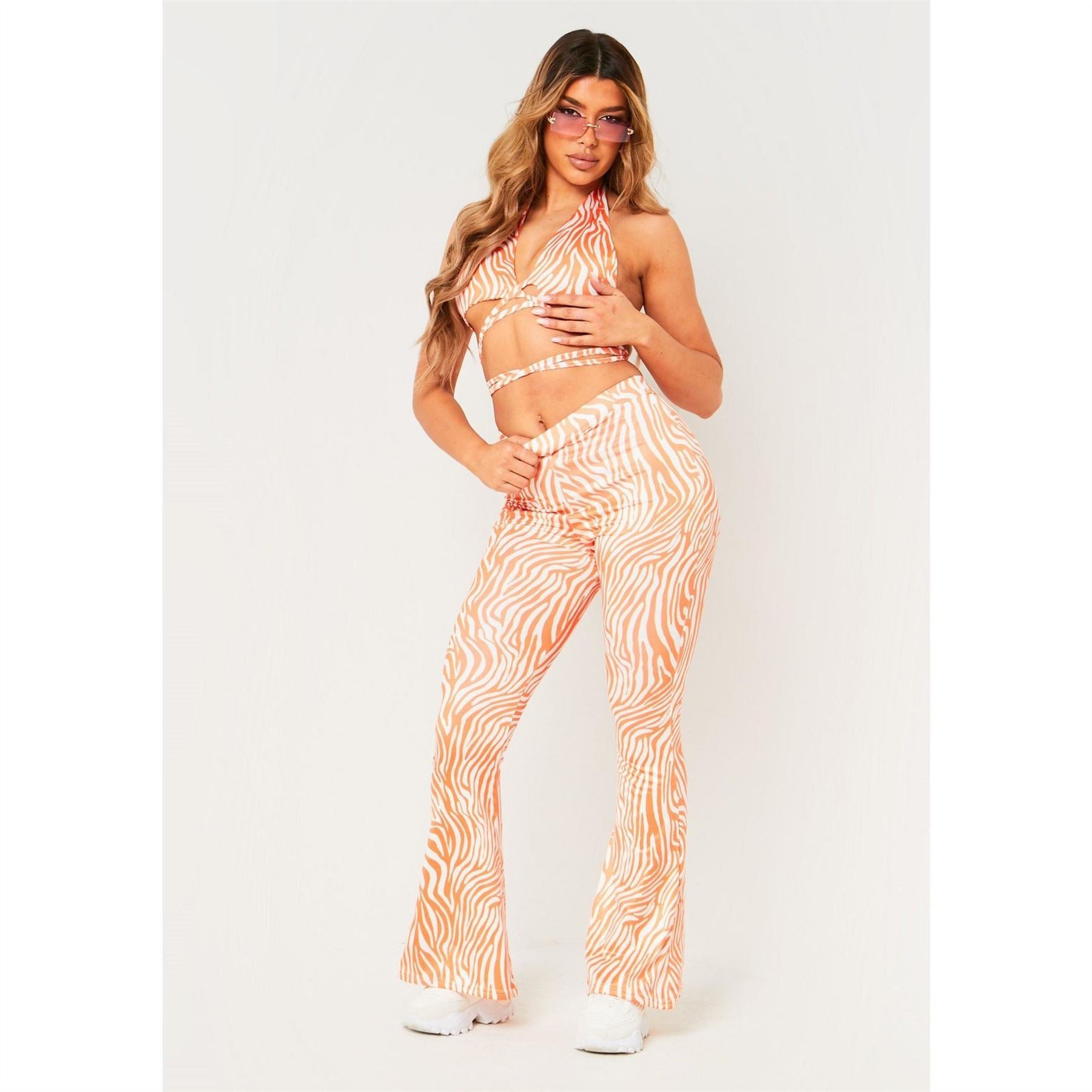 Missy Empire Print Flared Trousers