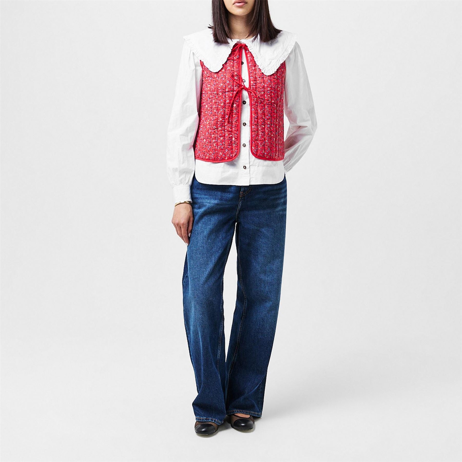 Nobodys Child Floral Patterned Tie Front Quilted Gilet