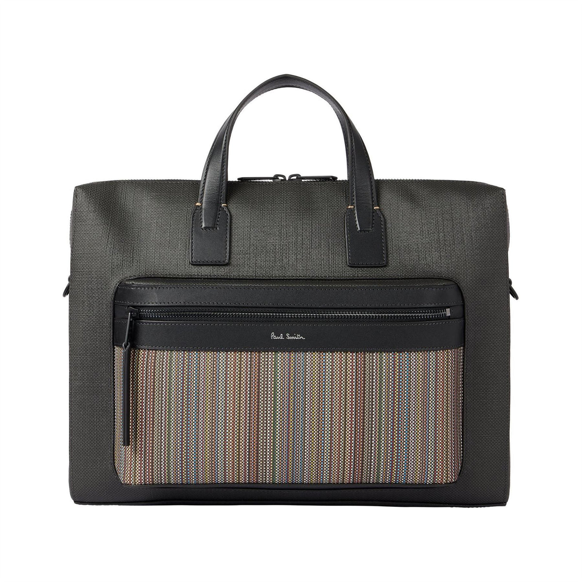Paul Smith Striped Patterned Rectangle Briefcase with Logo