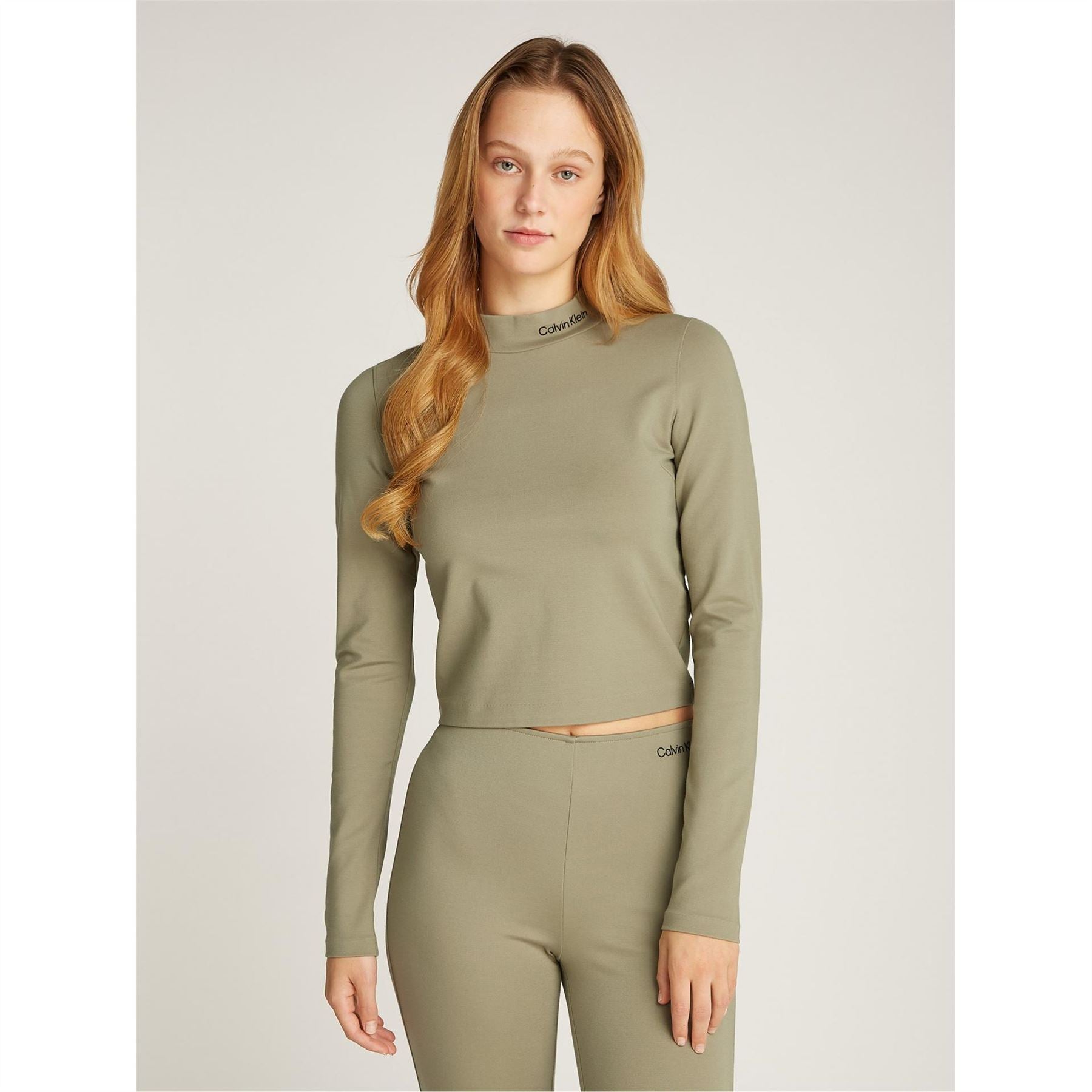 Calvin Klein Jeans Logo Cropped Mock Neck Sweater