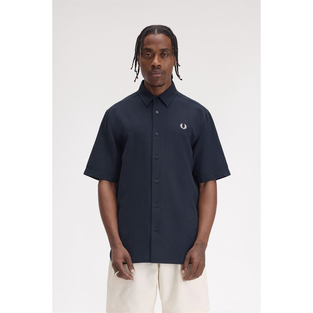 Fred Perry Seersucker Short Sleeve Patterned Shirt