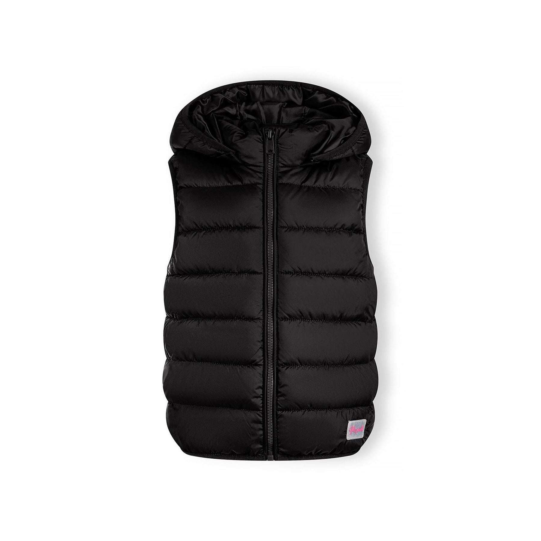 Minoti Girls Quilted Gilet Detachable Hood Black