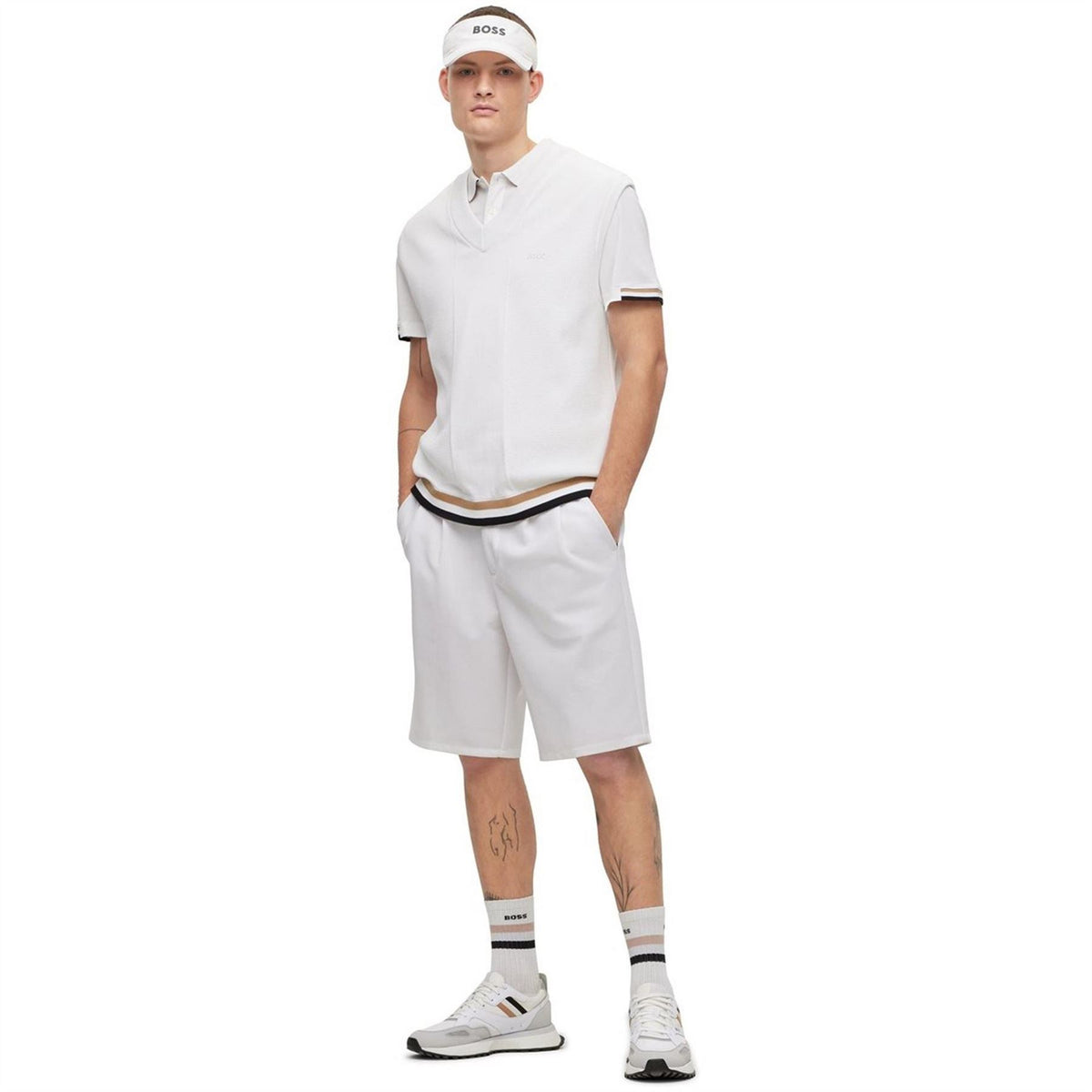 Boss Solid Patterned Hammer Chino Shorts