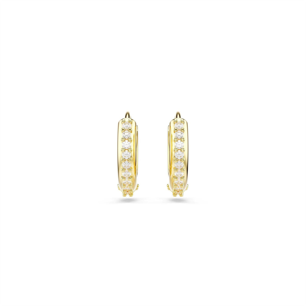 Swarovski Hoop Earrings, Round Cut, White, Rhodium Plated