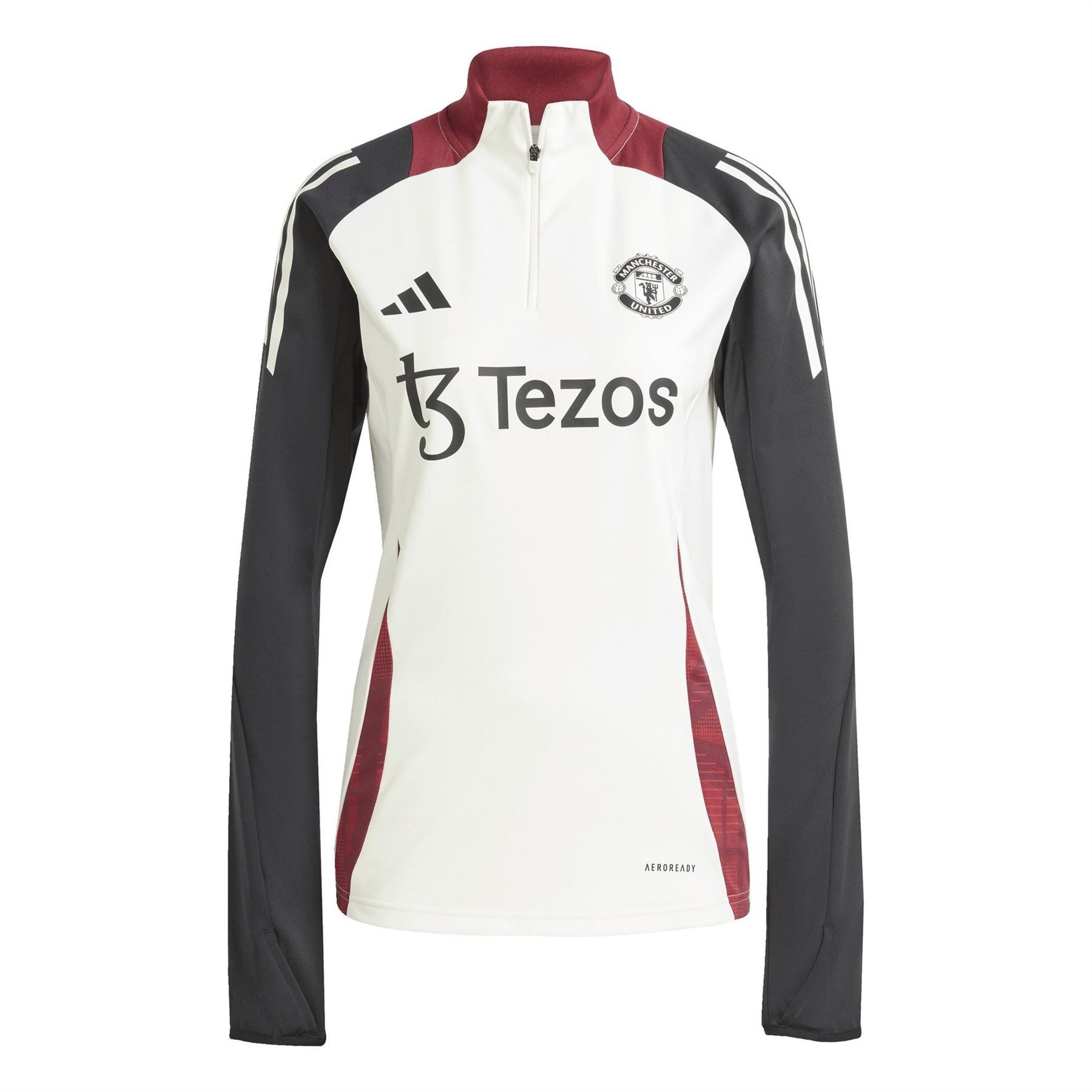 adidas Manchester United Zip Neck Raglan Sleeve Athletic Top