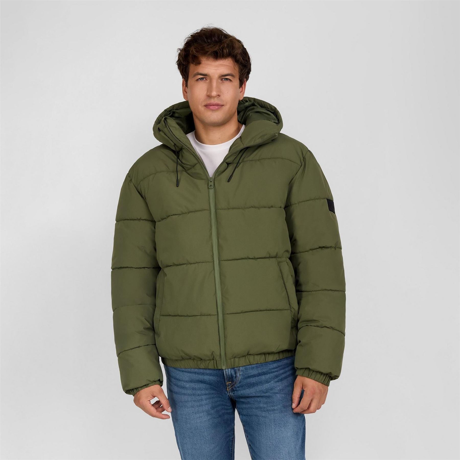 Minoti Men Ripstop Jacket High Collar Adjustable Hood Khaki