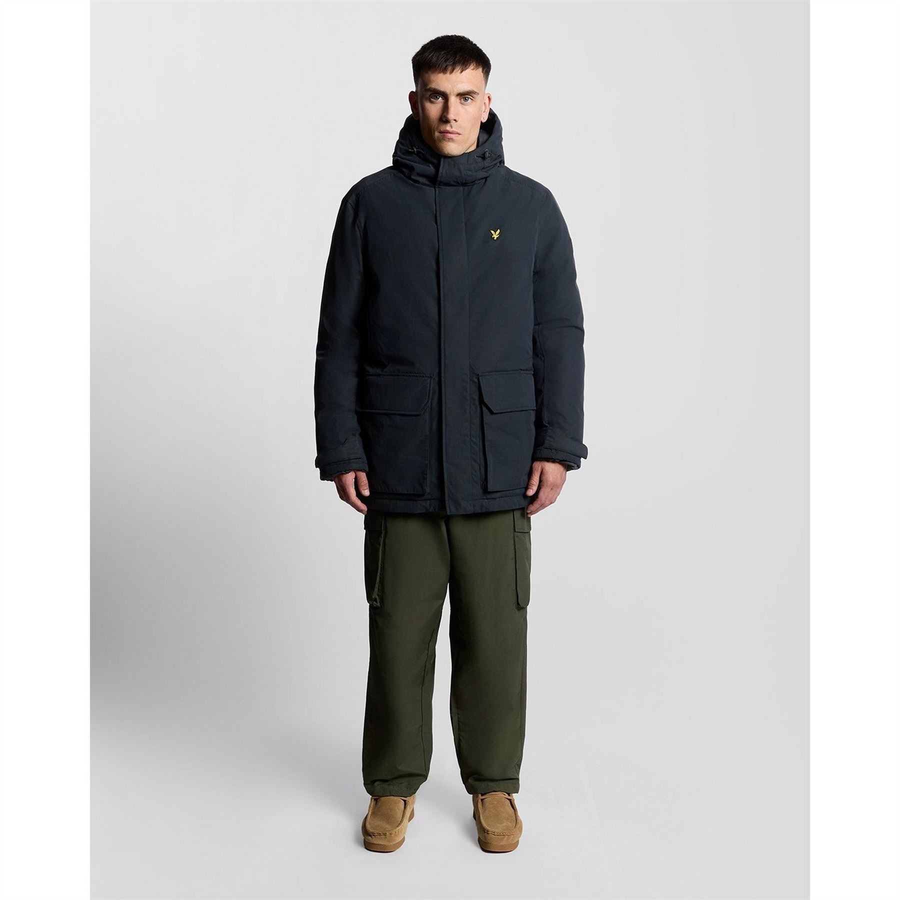 Lyle and Scott Membrane Hooded Solid Patterned Parka Coat
