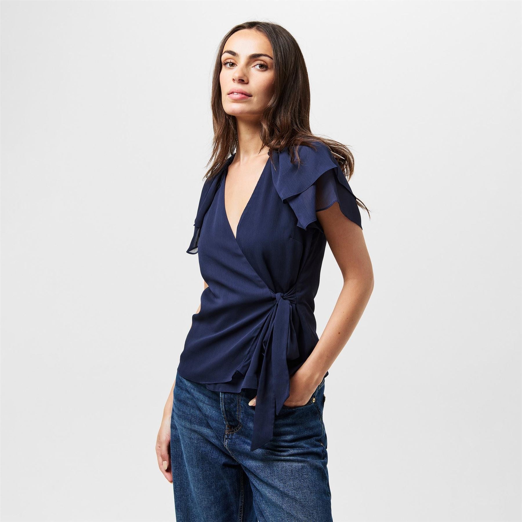 Ted Baker Relaxed Fit Flutter Sleeve Wrap Blouse