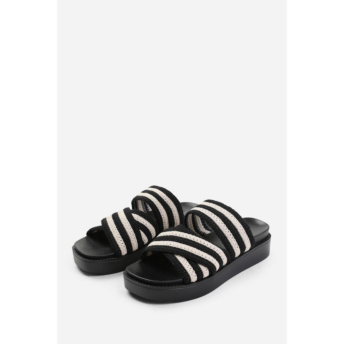 Wheres That From Striped Platform Open Toe Slide Sandals