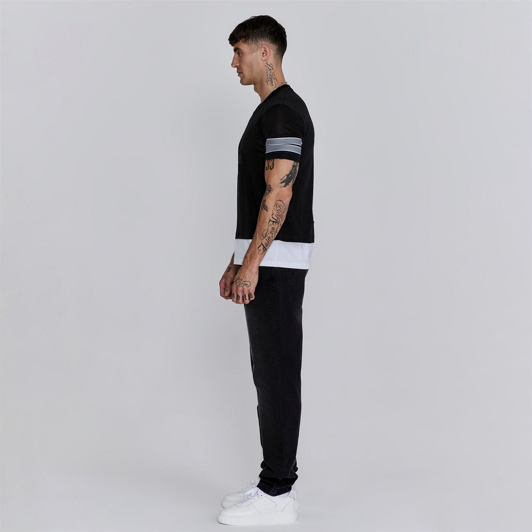 SikSilk Slim Fit V-Neck Short Sleeve T-Shirt