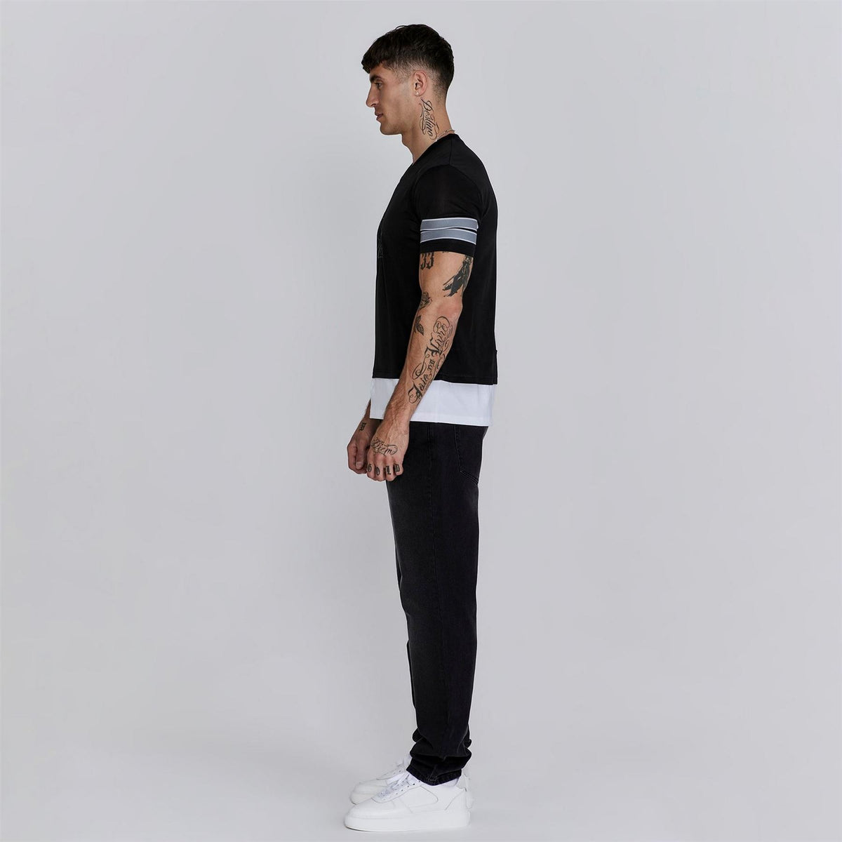 SikSilk Slim Fit V-Neck Short Sleeve T-Shirt