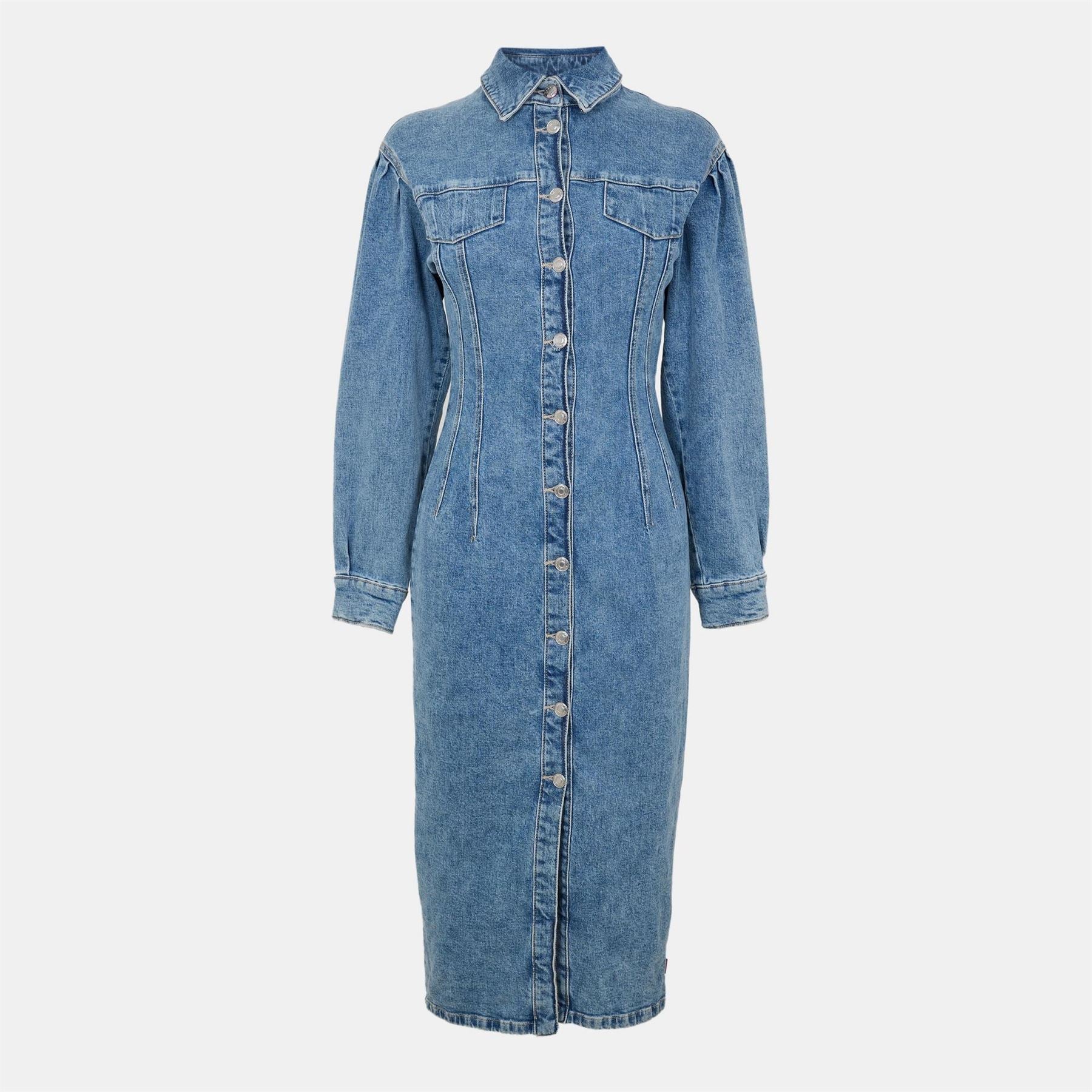 Hugo Gesina Long Sleeve Midi Shirt Dress