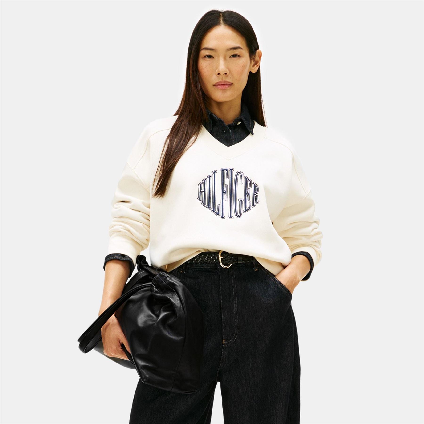 Tommy Hilfiger Rectangle Shape Tote with Gold Tone Hardware