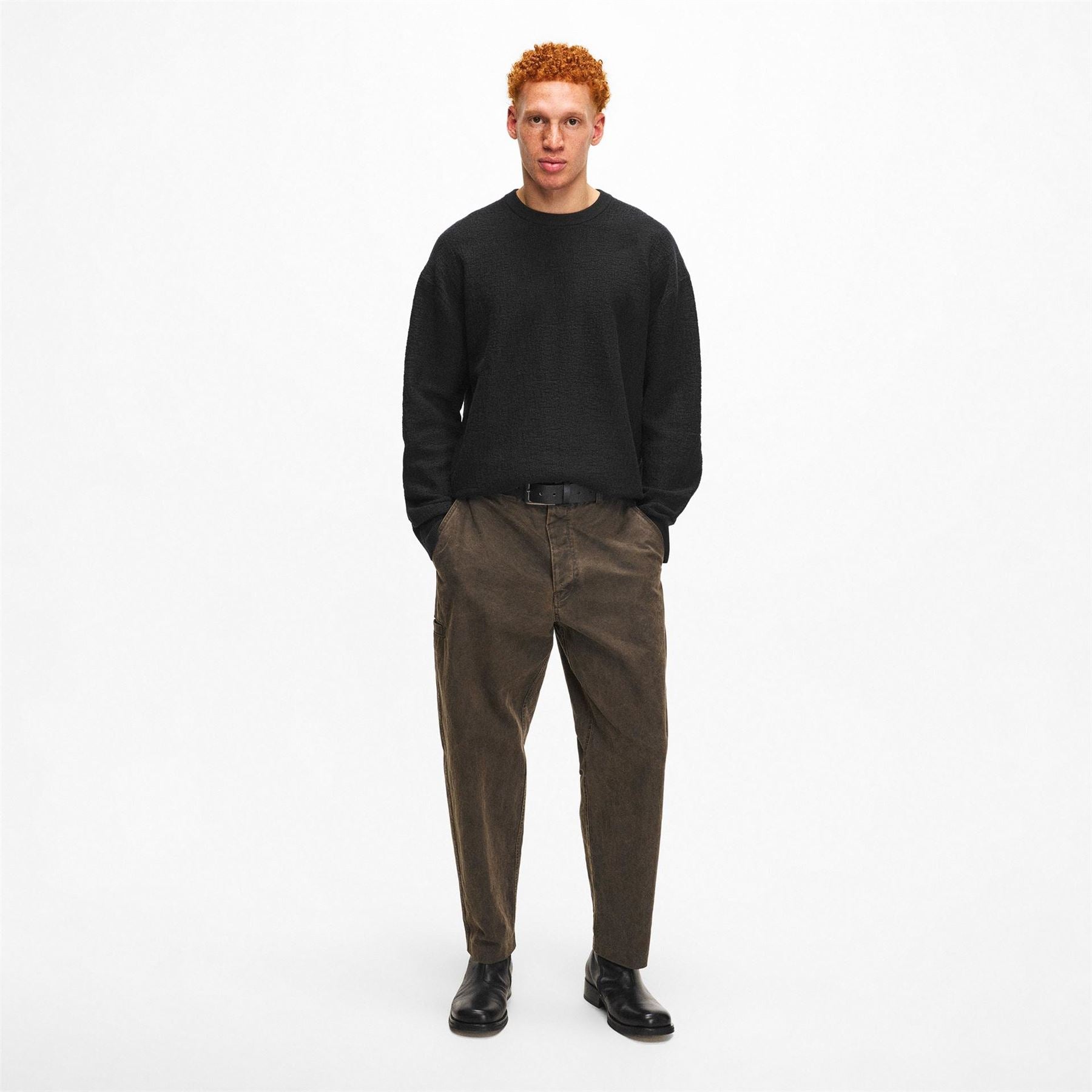 Calvin Klein Natural Texture Jacquard Crew Neck Jumper