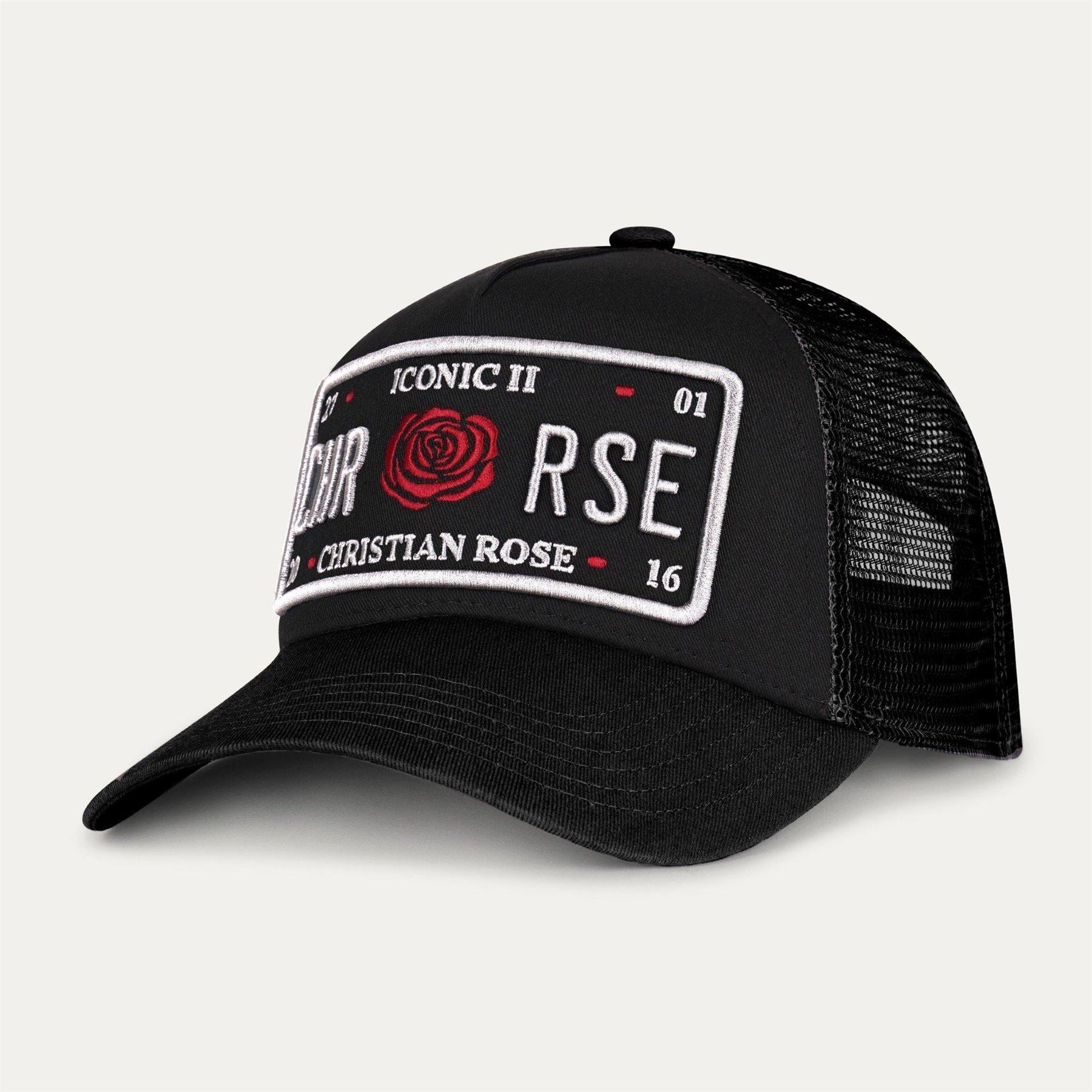 Christian Rose Ii Red Rose Plate Trucker Cap