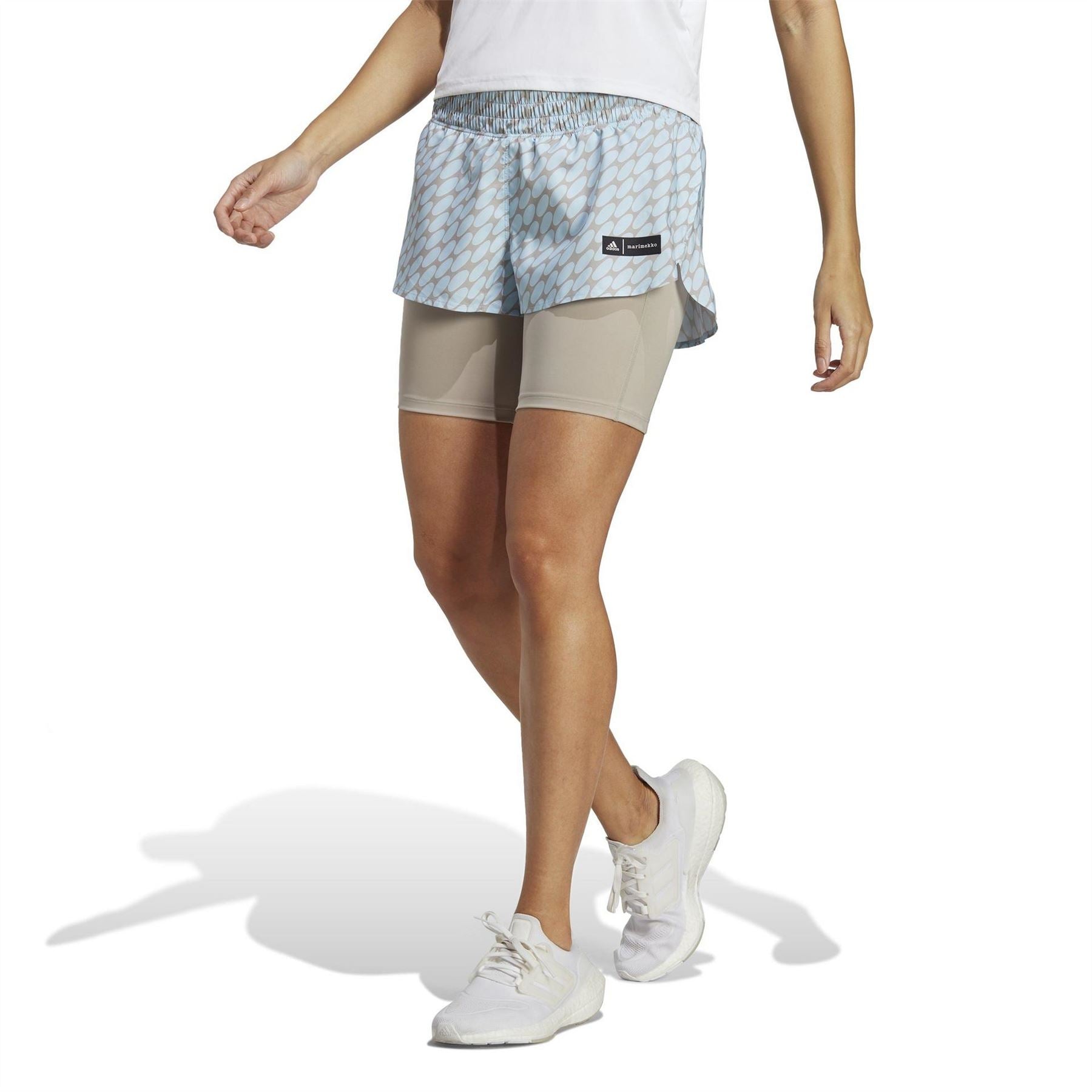 adidas Womens X Marimekko Run Icons Logo 2 In 1 Running Shorts