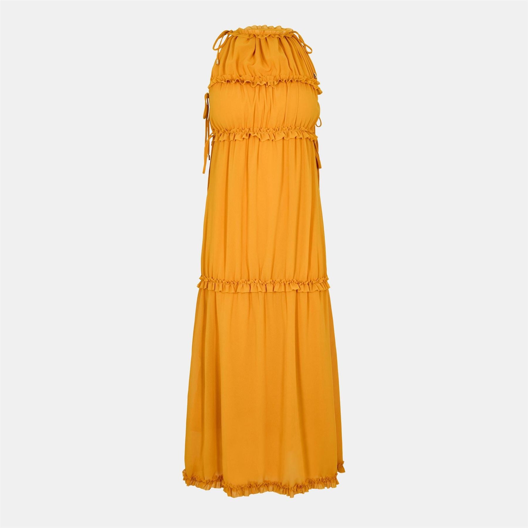 AmyLynn Ruffle Halter Neck Maxi Tiered Dress