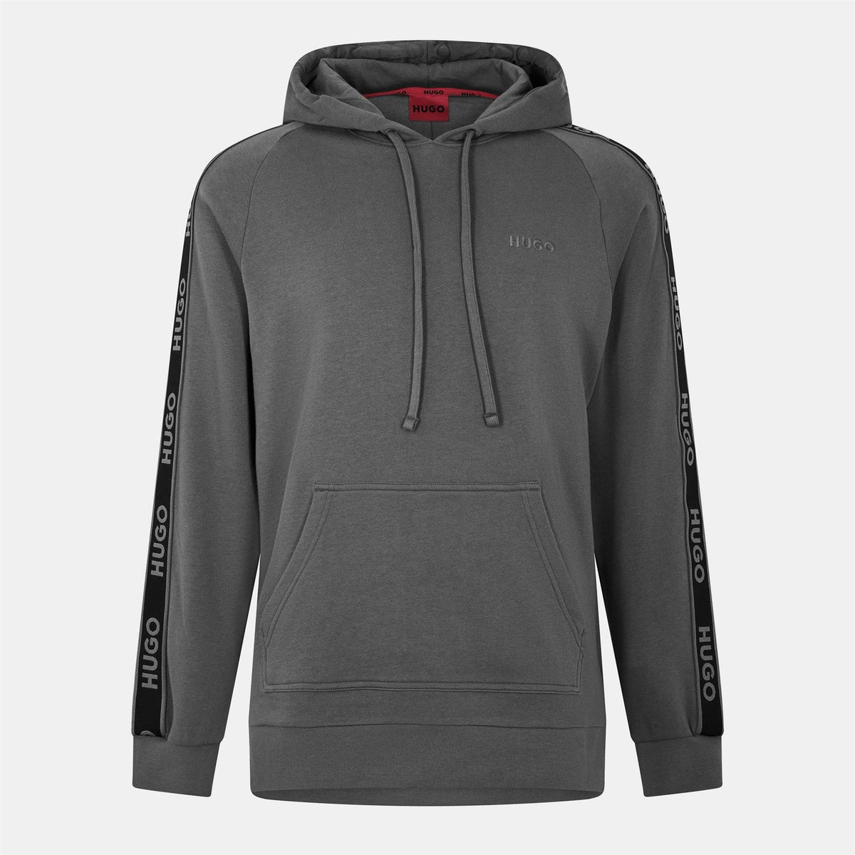 Hugo HUGO Bodywear Liam Soft Cotton Pullover Hoodie with Logo Tape Detail   Natural Fabric