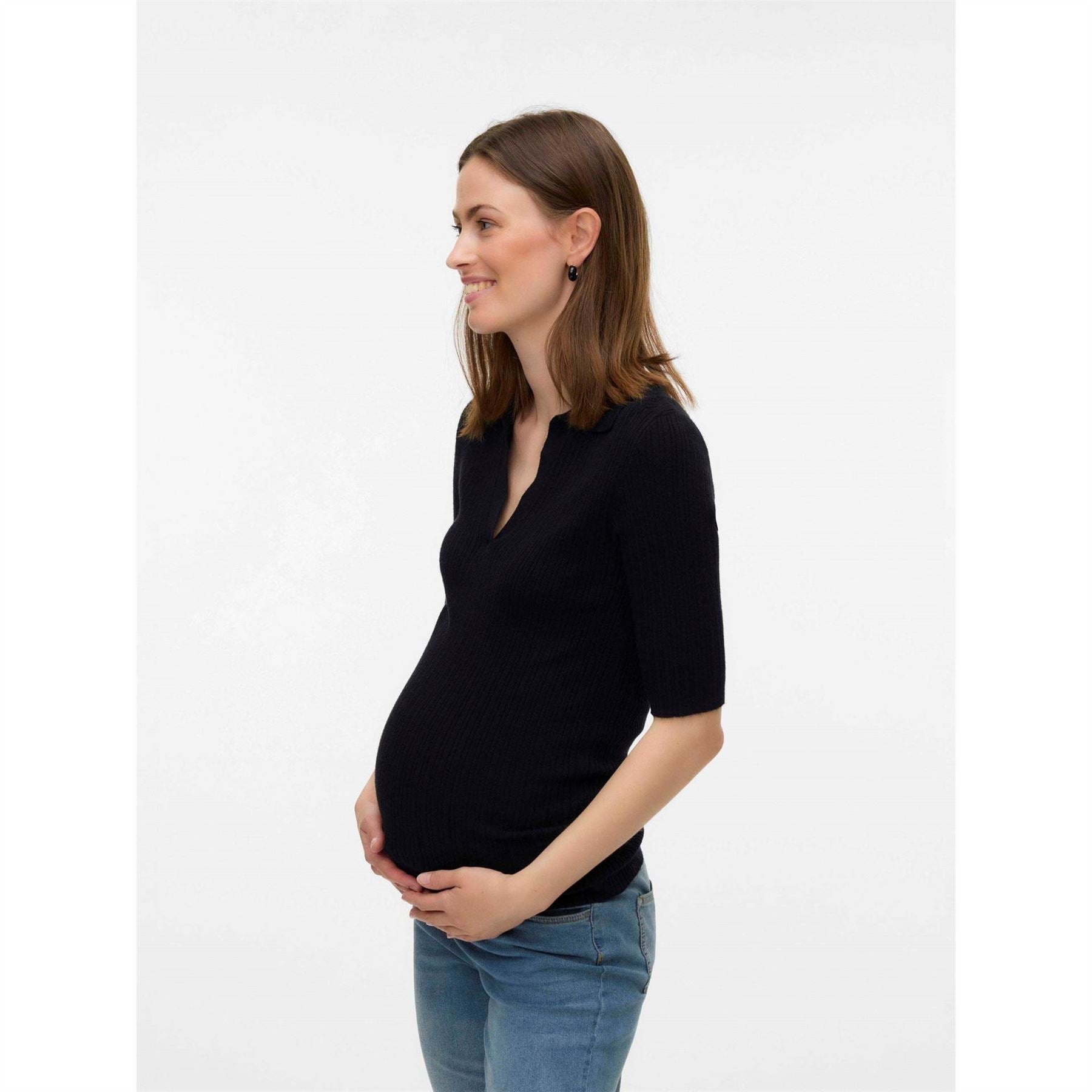 Mamalicious V-Neck Three-Quarter Sleeve Sweatshirt