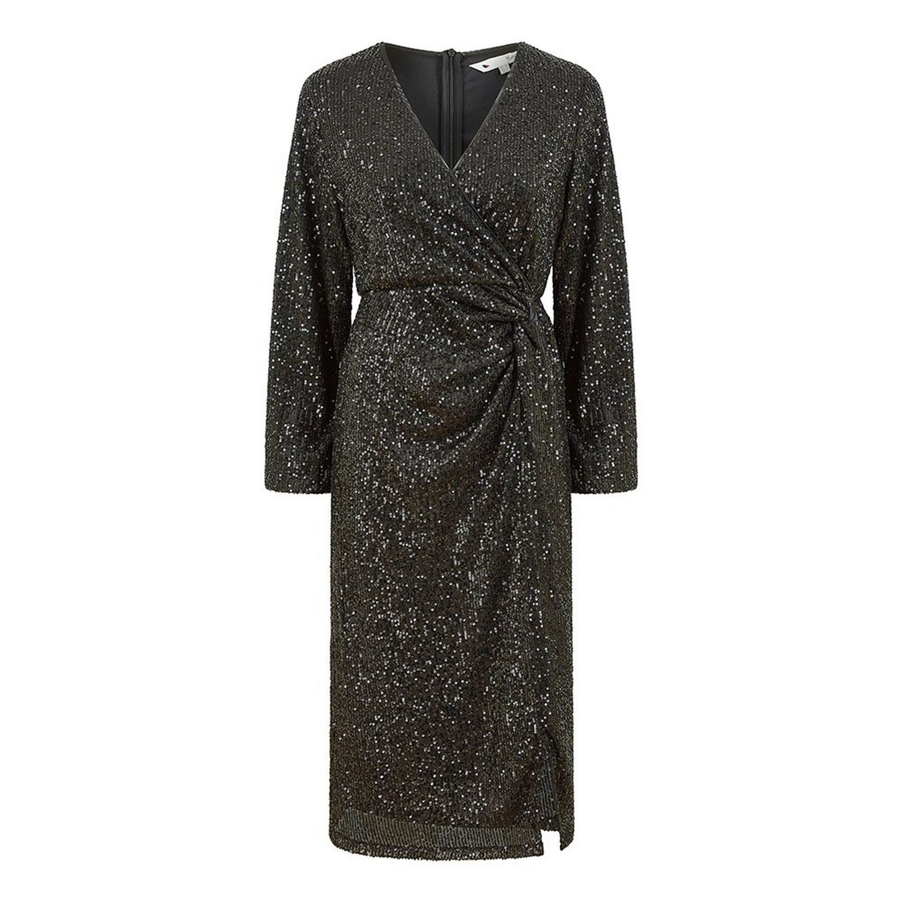 Yumi Sequin Wrap Top With Velvet Tie