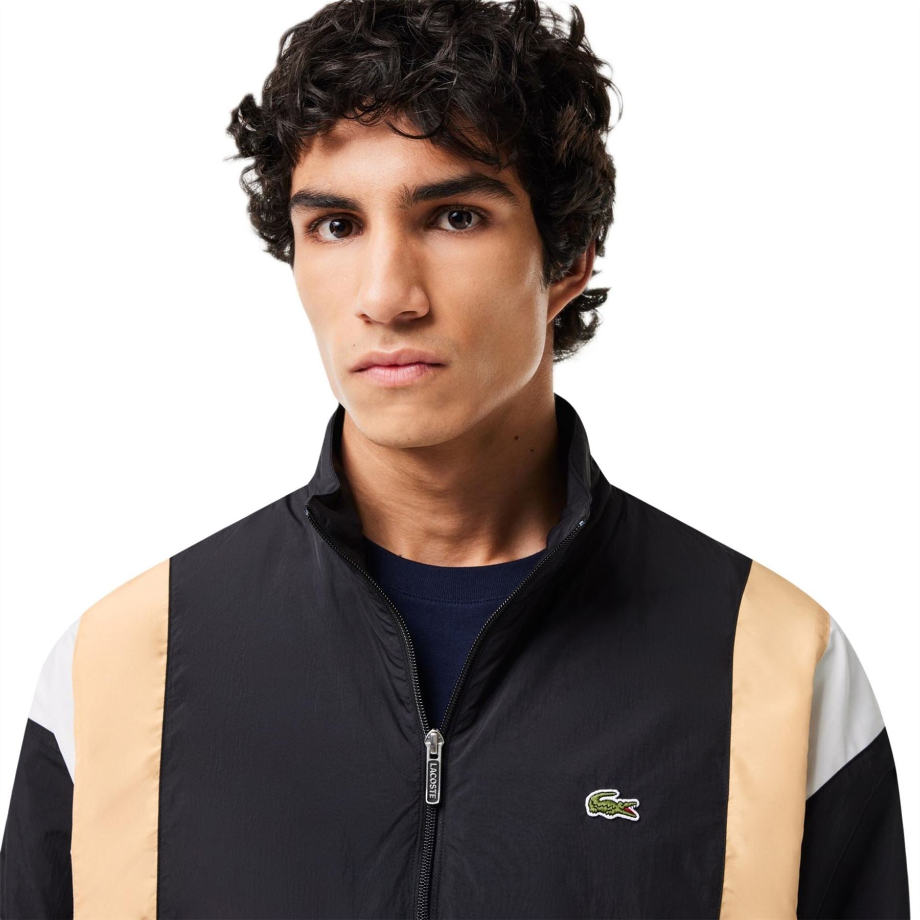 Lacoste Color Block High Neck Ribbed Cuff Rain Jacket