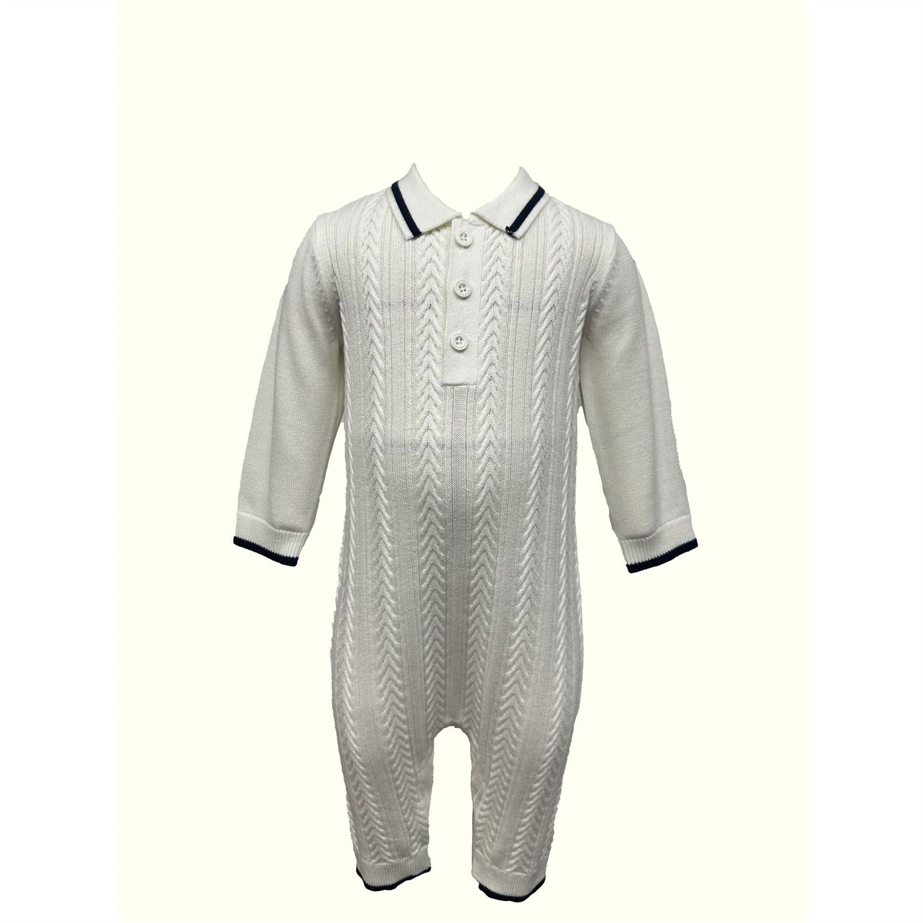 Pretty Green Collared Neck Long Sleeve Cable Knit Romper