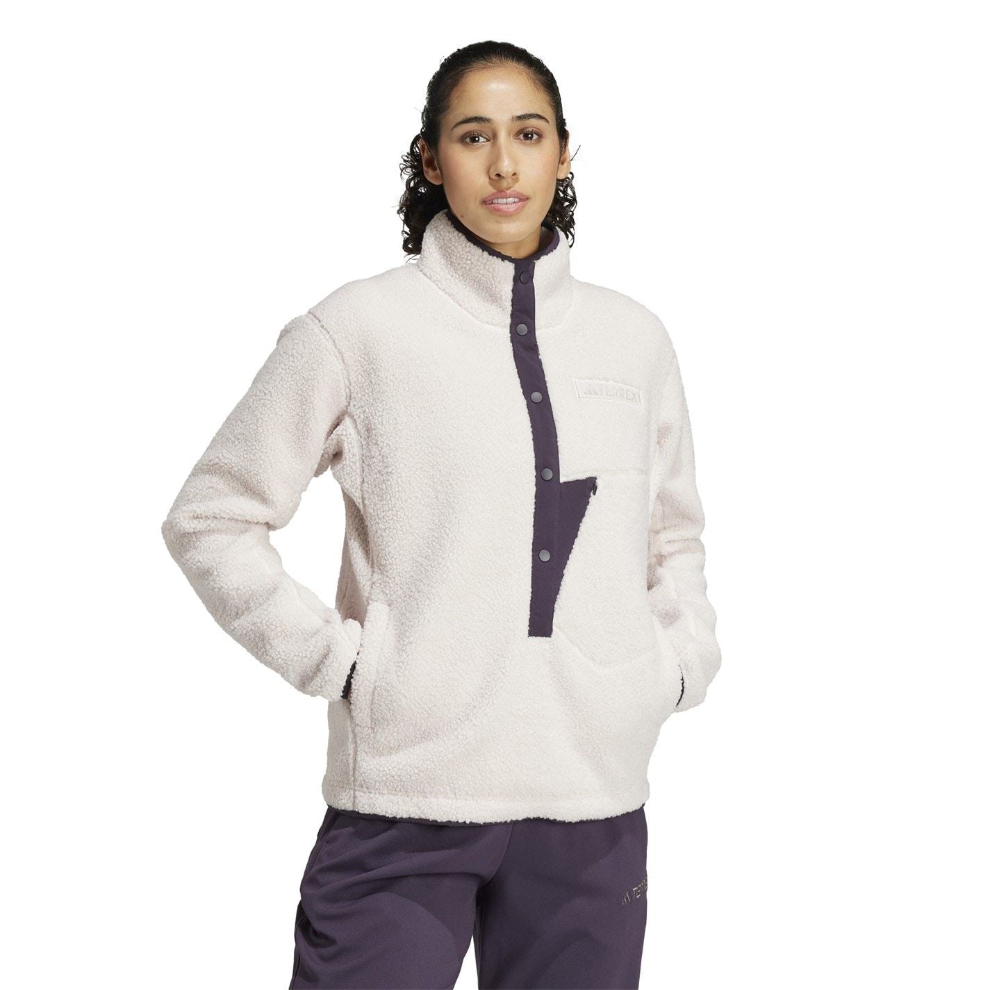 adidas Womens Terrex Xploric High Pile Fleece Pullover Sweatshirt