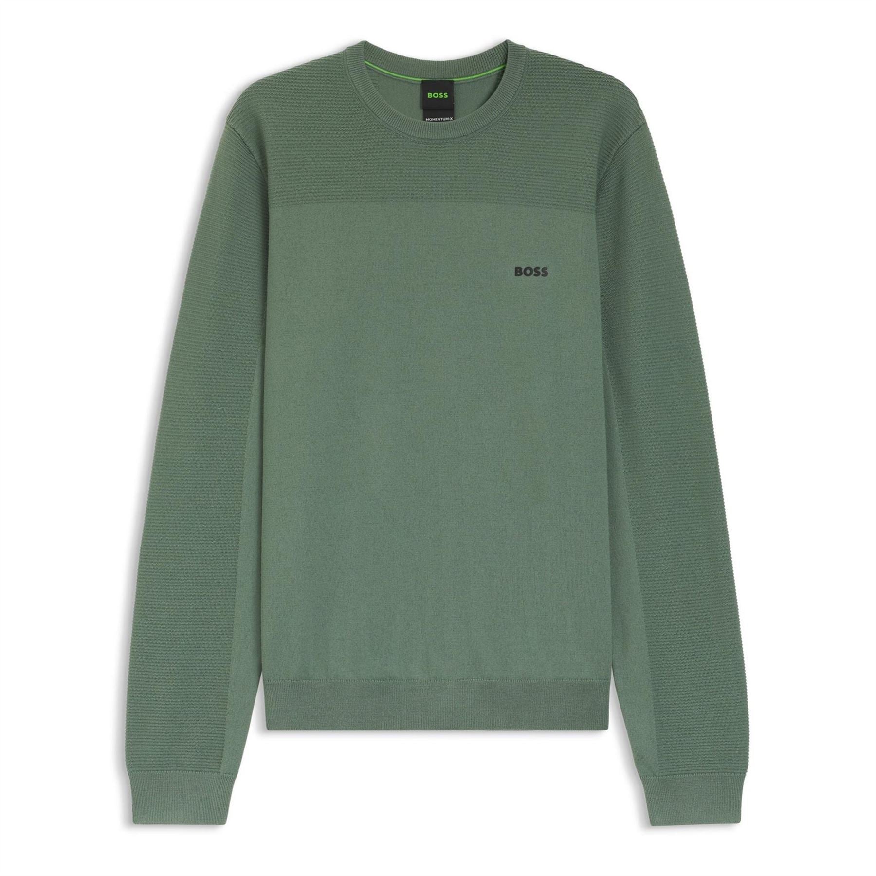 Boss Crew Neck Ribbed Collar Long Sleeve Sweater