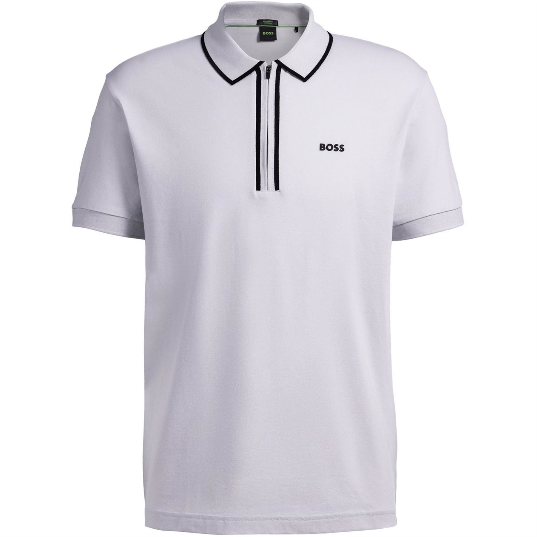 Boss Philix Quarter Zip Cotton Short Sleeve Polo Shirt